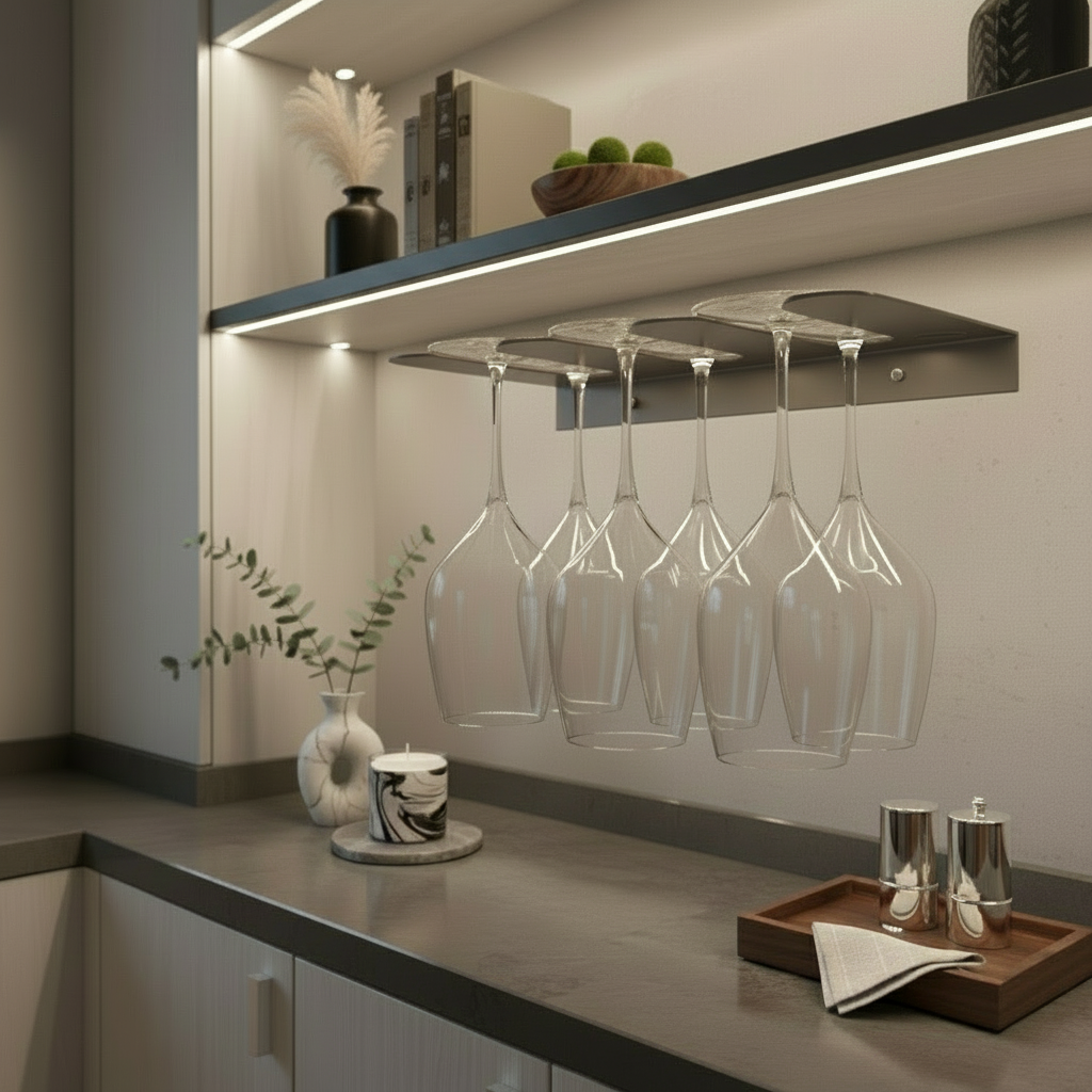 Galvaniz Kaplamalı Koyu Gri Metal Bardak Tutacağı – Kadeh & Bardak Askılığı | Chalybes