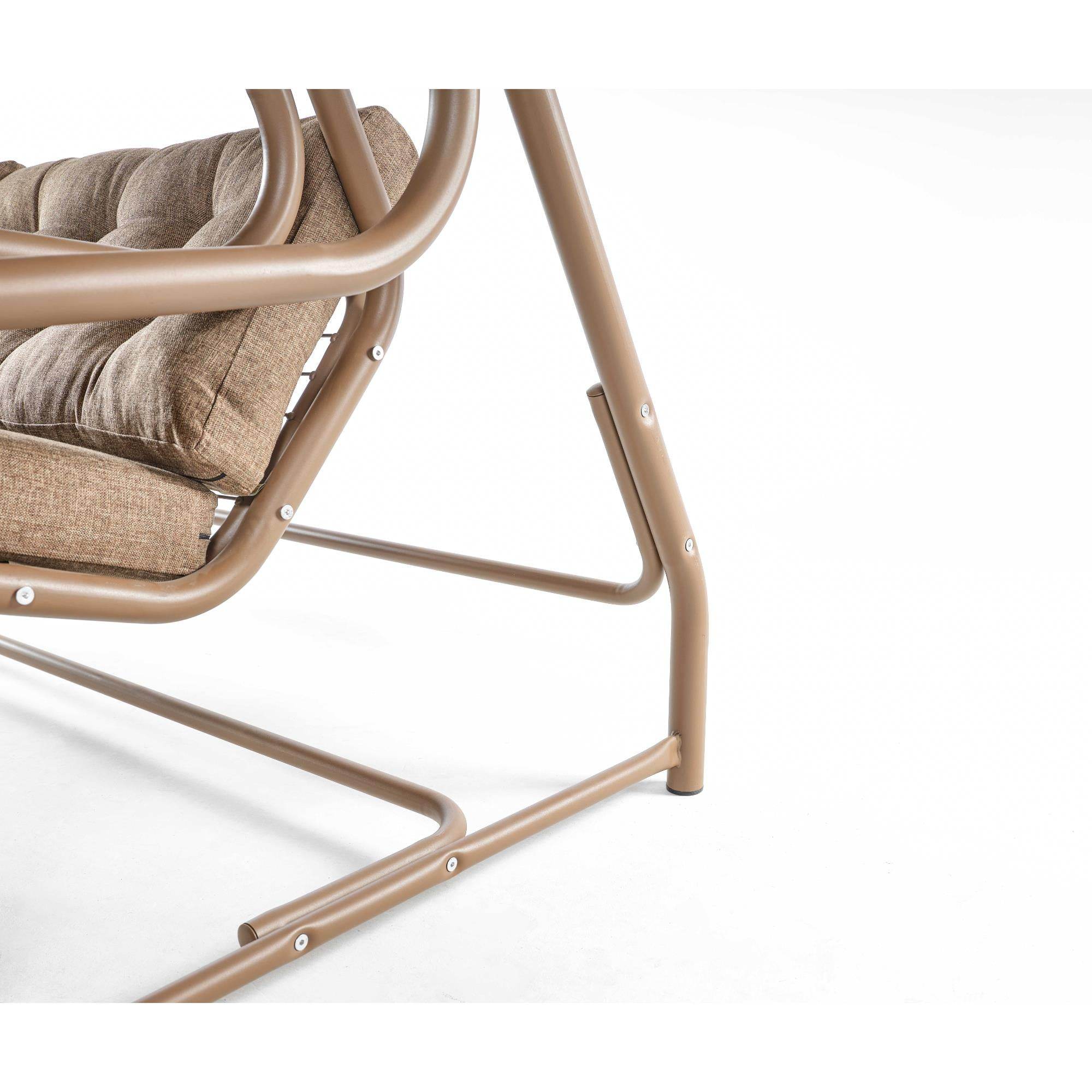 Gondol Salıncak | Üç Kişilik Metal Bahçe Salıncağı | Cappucino | Rehome