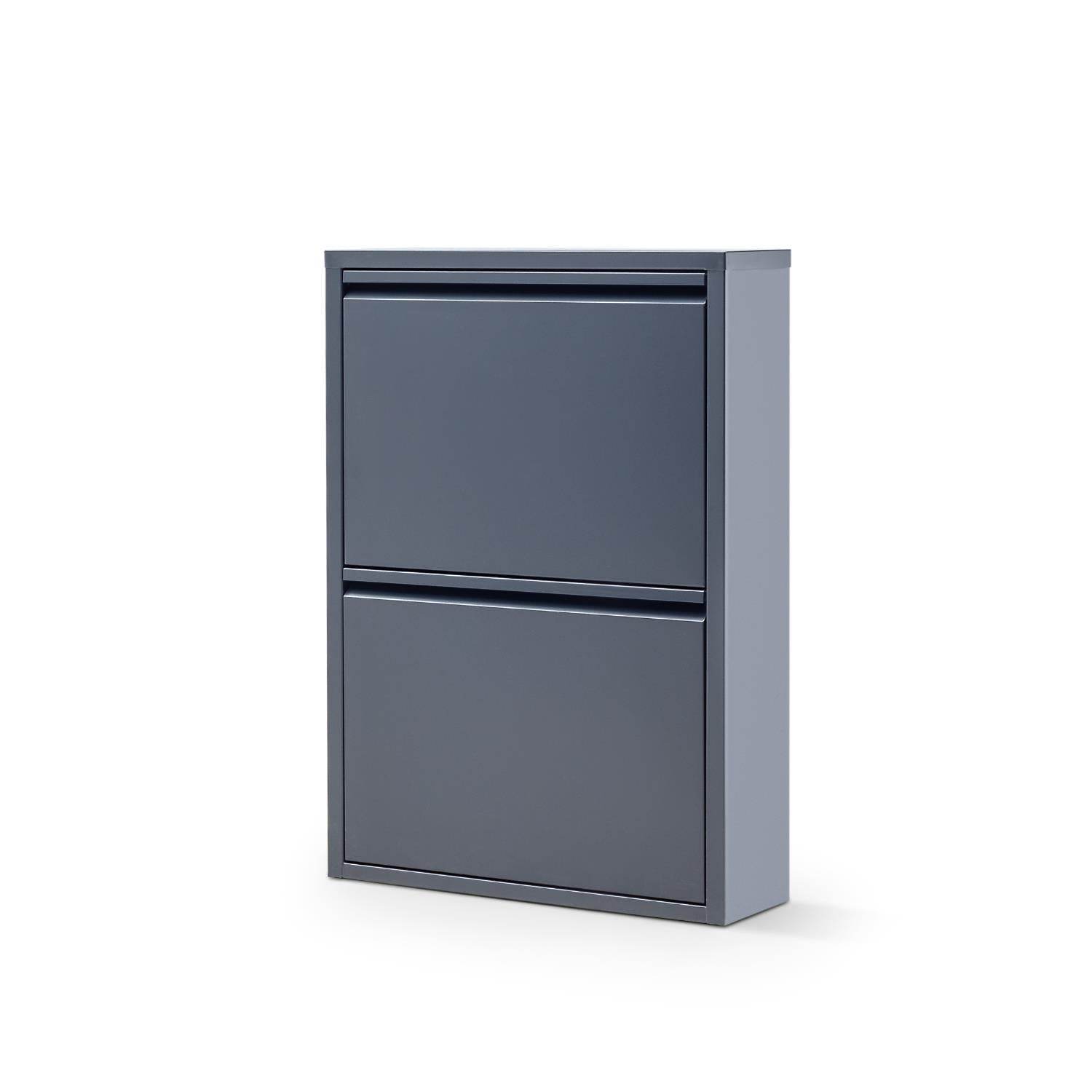 2 Raflı Metal Ayakkabılık | Antrasit | Metal Ayakkabı Dolabı | Rehome