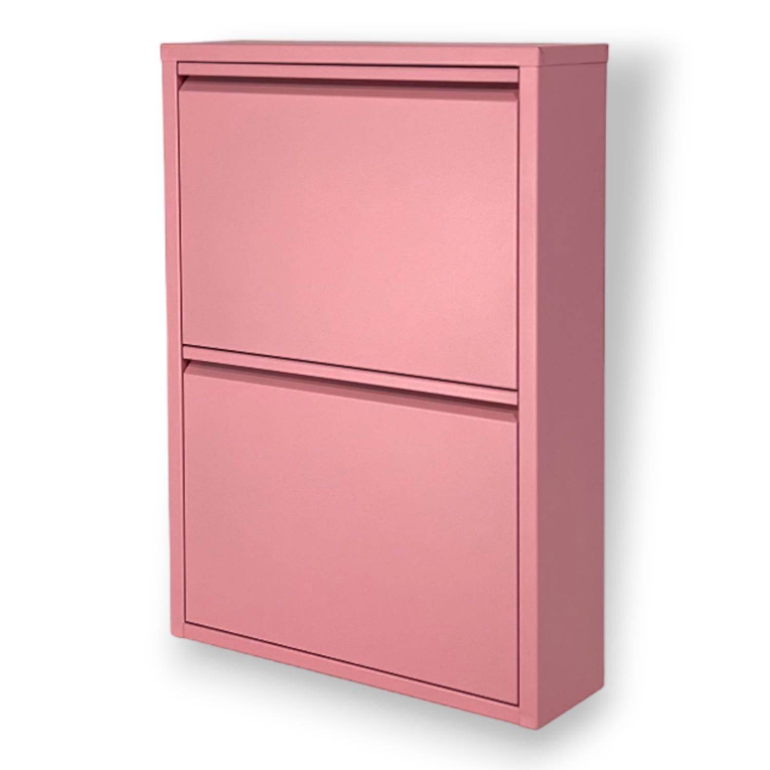 2 Raflı Metal Ayakkabılık | Pembe | 2li Metal Ayakkabı Dolabı | Rehome