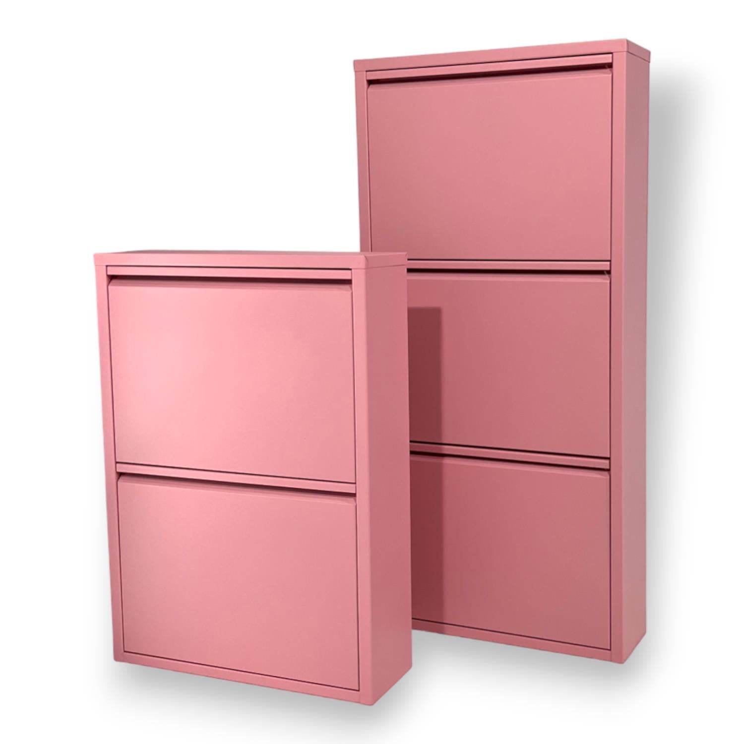 2 Raflı Metal Ayakkabılık | Pembe | 2li Metal Ayakkabı Dolabı | Rehome