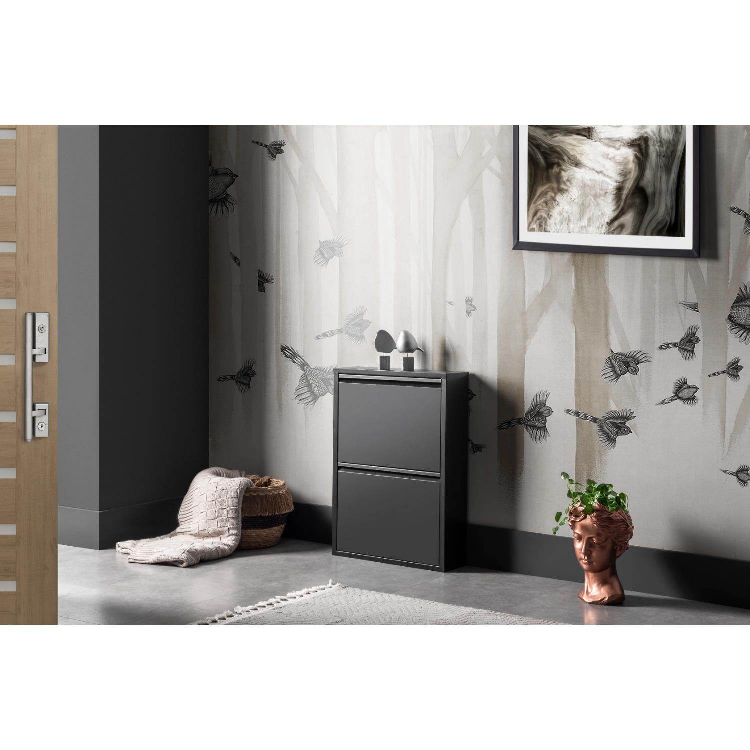 2 Raflı Metal Ayakkabılık | Siyah | Ayakkabı Rafı | Rehome