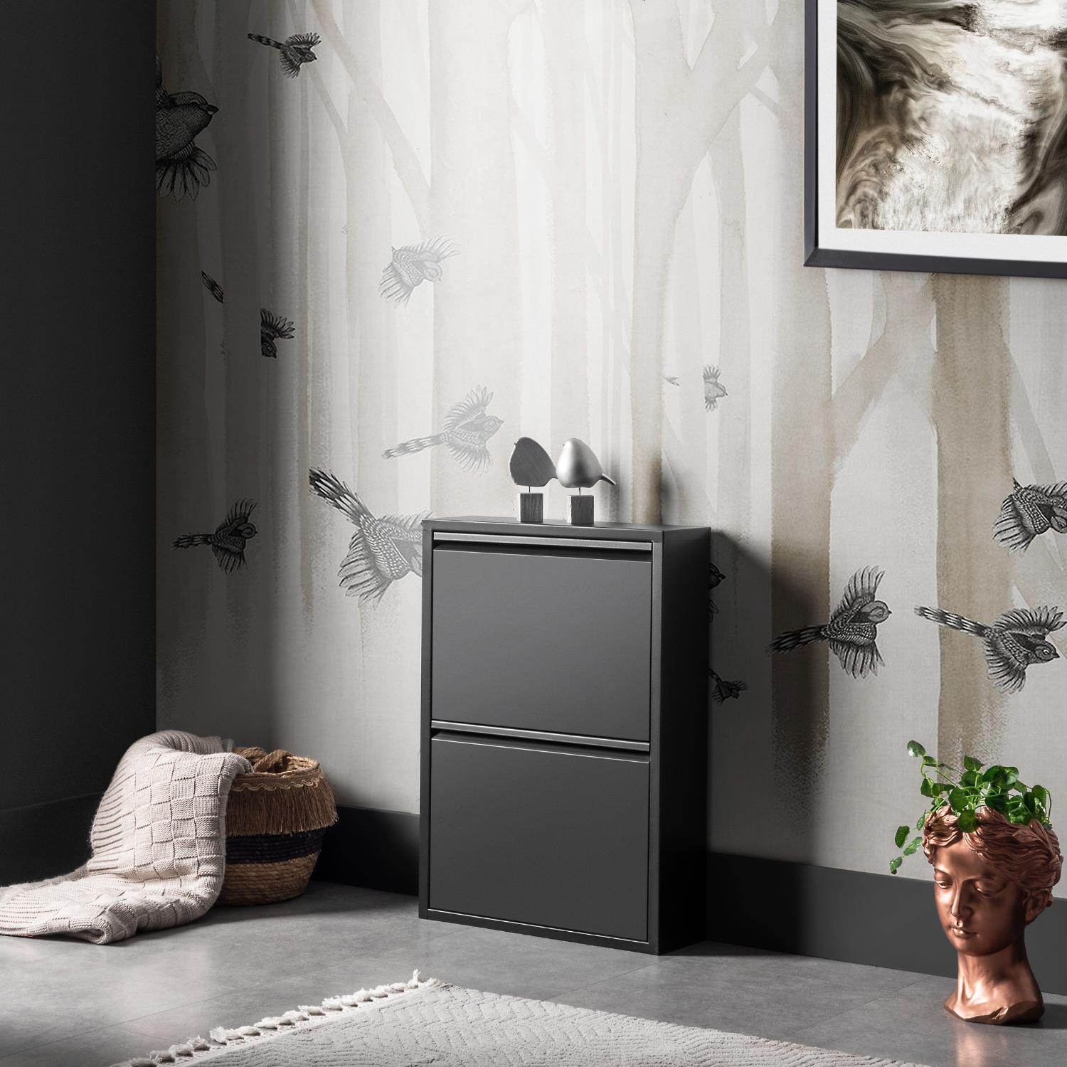 2 Raflı Metal Ayakkabılık | Siyah | Ayakkabı Rafı | Rehome