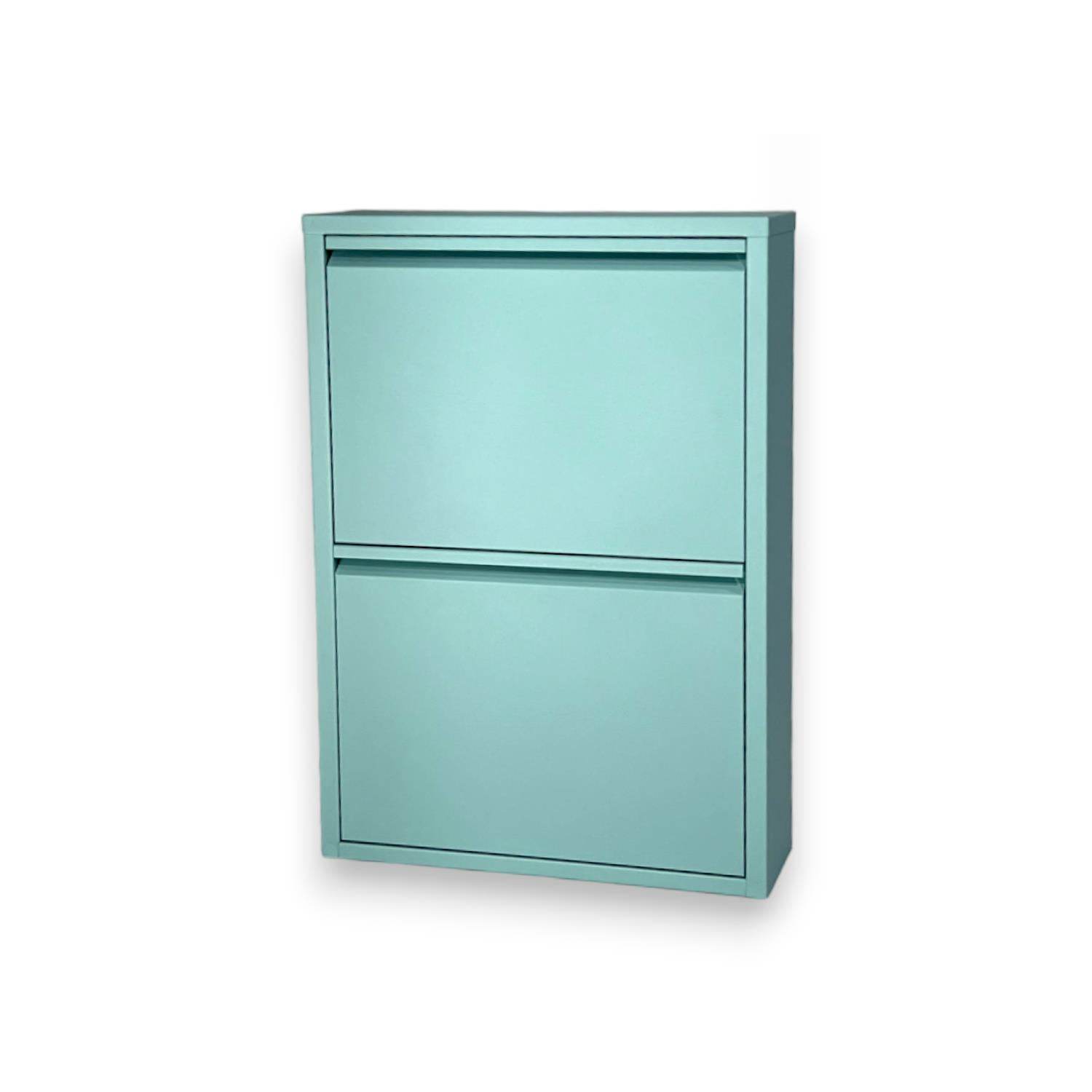 2 Raflı Metal Ayakkabılık | Turkuaz | Kapı Önü Ayakkabılık | Rehome