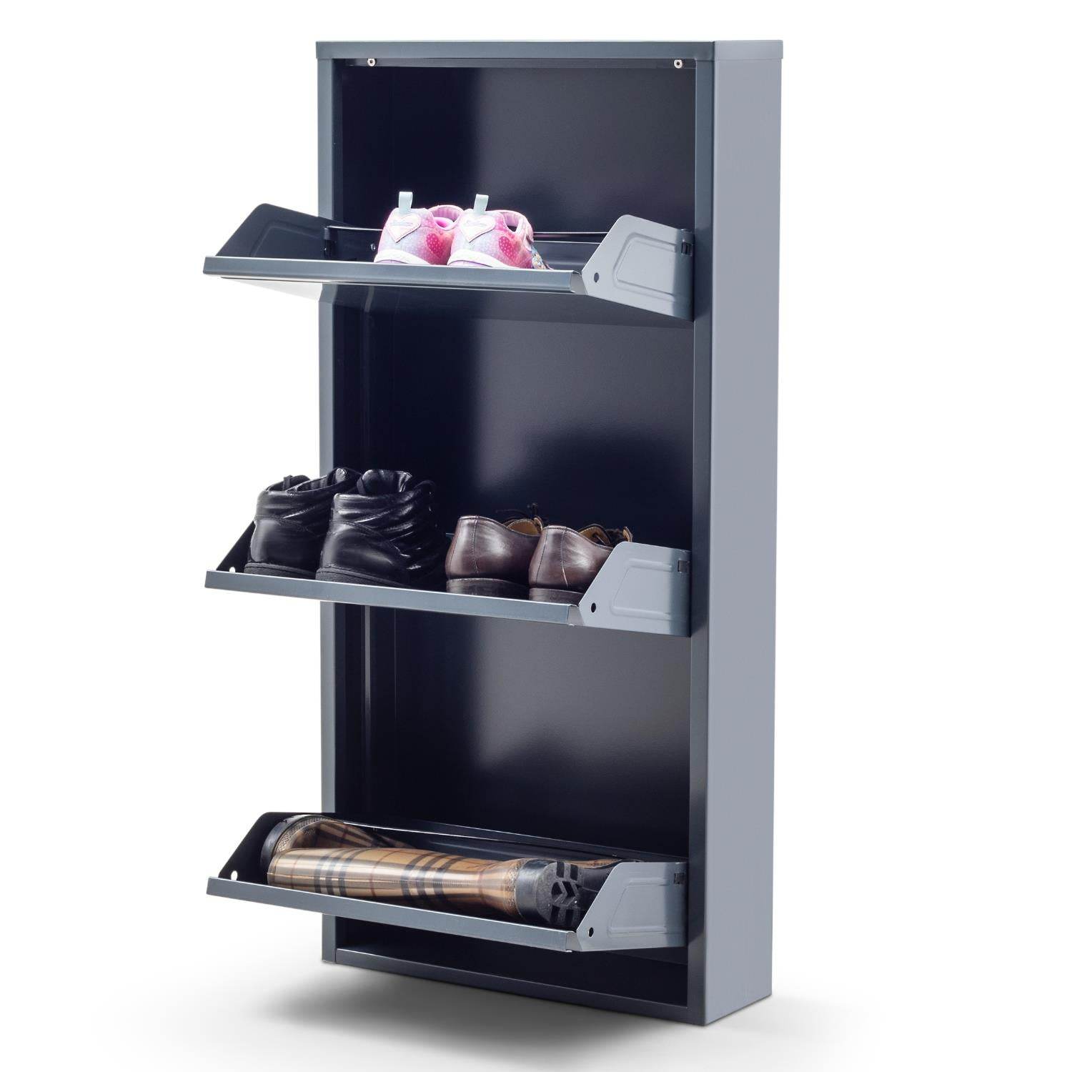 3 Raflı Metal Ayakkabılık | Antrasit | Ayakkabı Rafı | Rehome