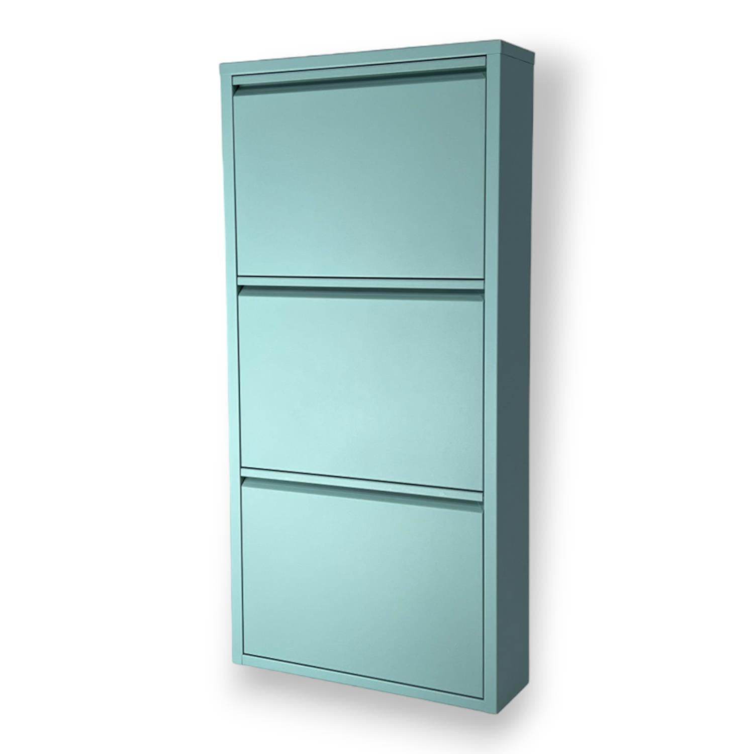 3 Raflı Metal Ayakkabılık | Turkuaz | Metal Ayakkabı Dolabı | Rehome