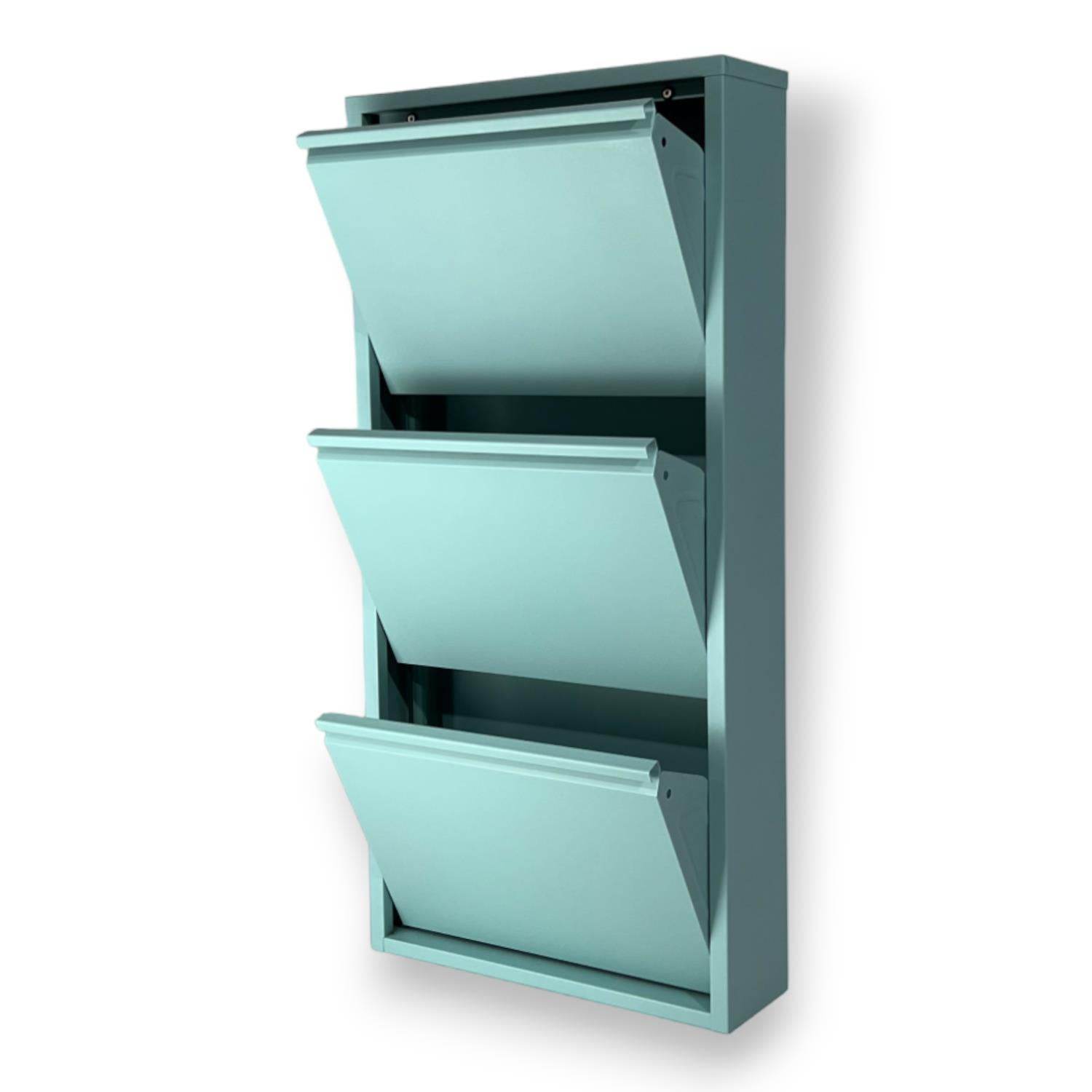 3 Raflı Metal Ayakkabılık | Turkuaz | Metal Ayakkabı Dolabı | Rehome