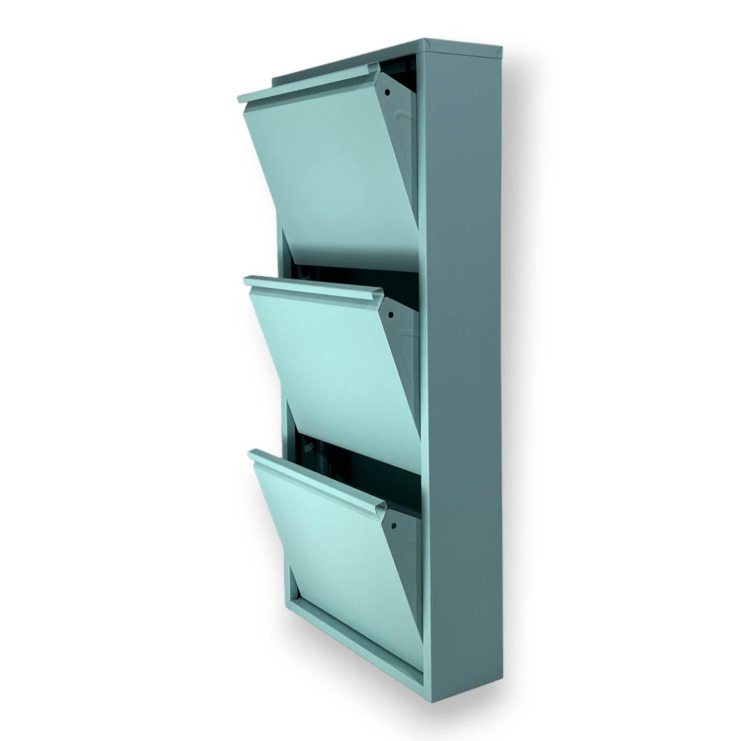 3 Raflı Metal Ayakkabılık | Turkuaz | Metal Ayakkabı Dolabı | Rehome