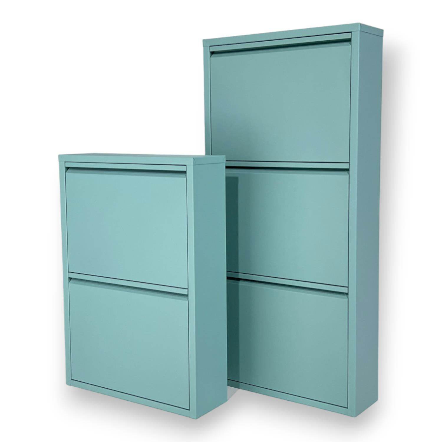 3 Raflı Metal Ayakkabılık | Turkuaz | Metal Ayakkabı Dolabı | Rehome