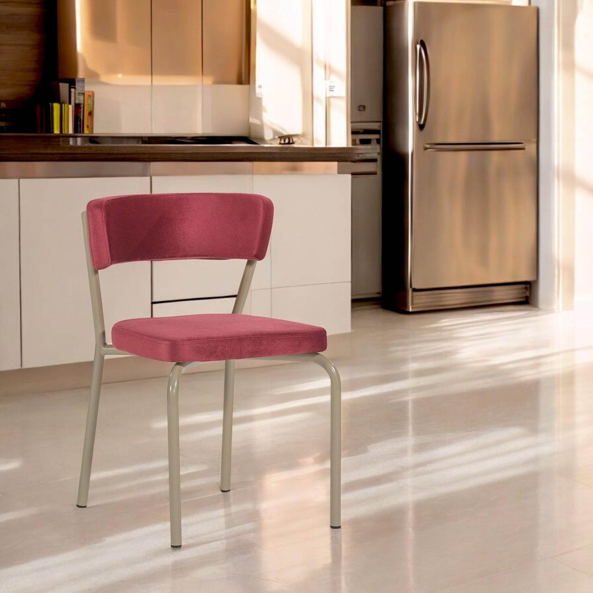 Granno Kırmızı 2'li Mutfak Sandalyesi | Metal Ayaklı Sandalye Seti