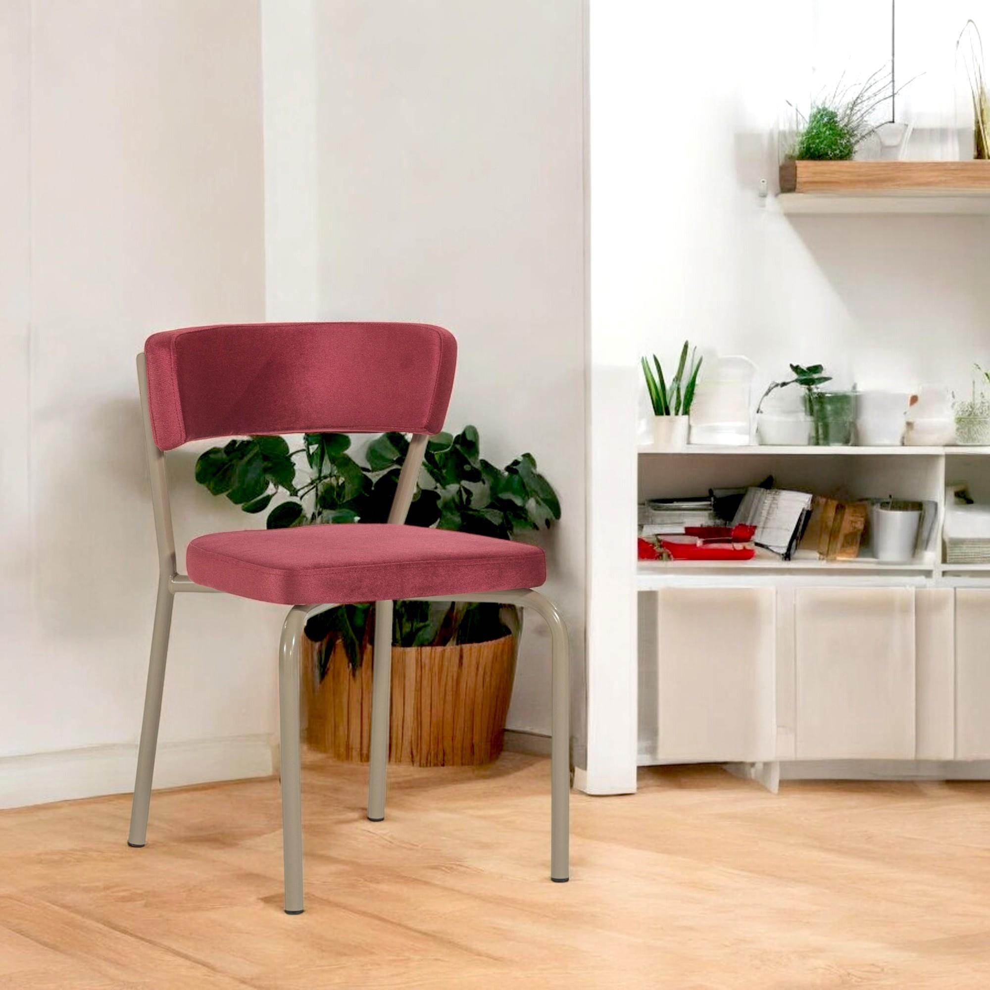 Granno Kırmızı 2'li Mutfak Sandalyesi | Metal Ayaklı Sandalye Seti