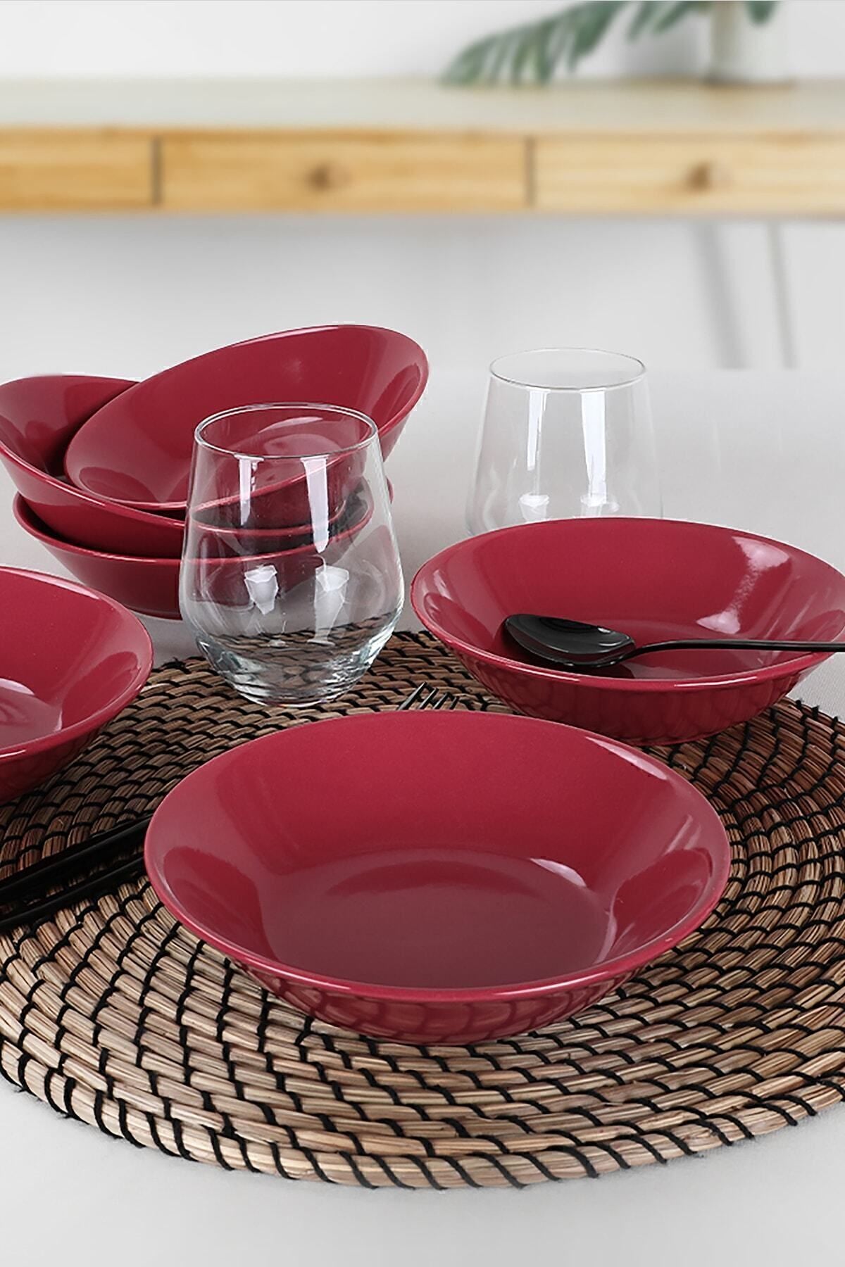 Hitit Carmen Kırmızı Yemek Tabağı 18 Cm 6 Adet