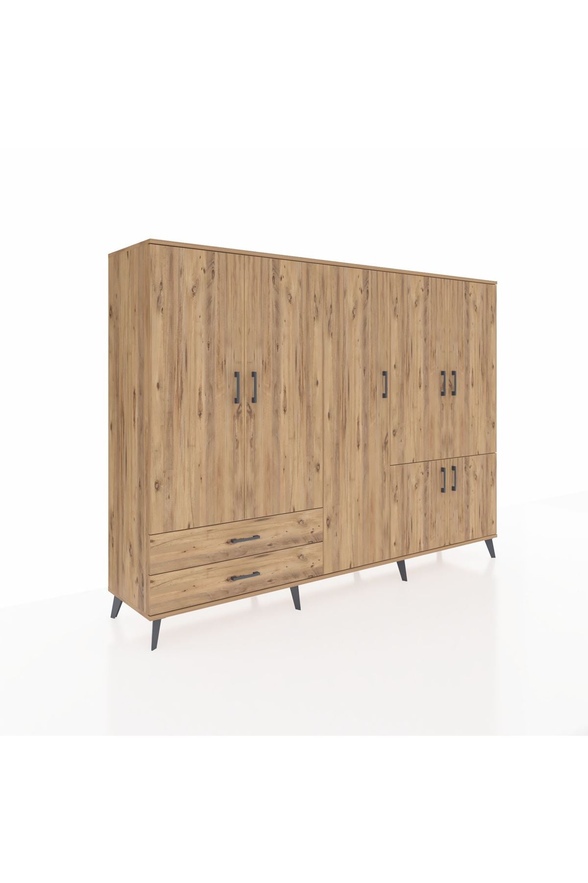 Hyperion Dolap 12 Raflı 2 Çekmeceli 7 Kapaklı 220x44x163 Çam-Çam