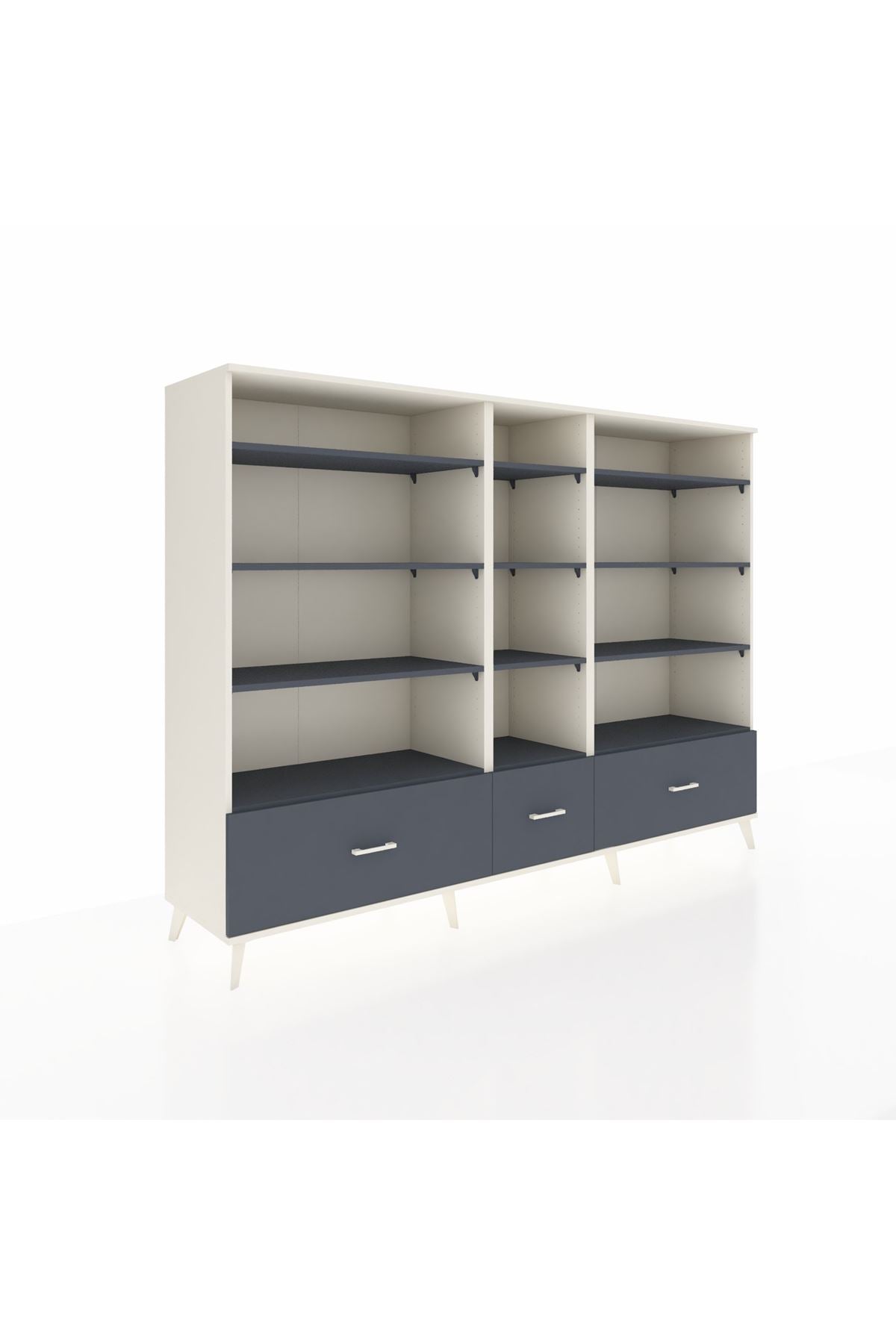 Hyperion Dolap 12 Raflı 3 Çekmeceli  220x44x163 Aytaşı-Antrasit