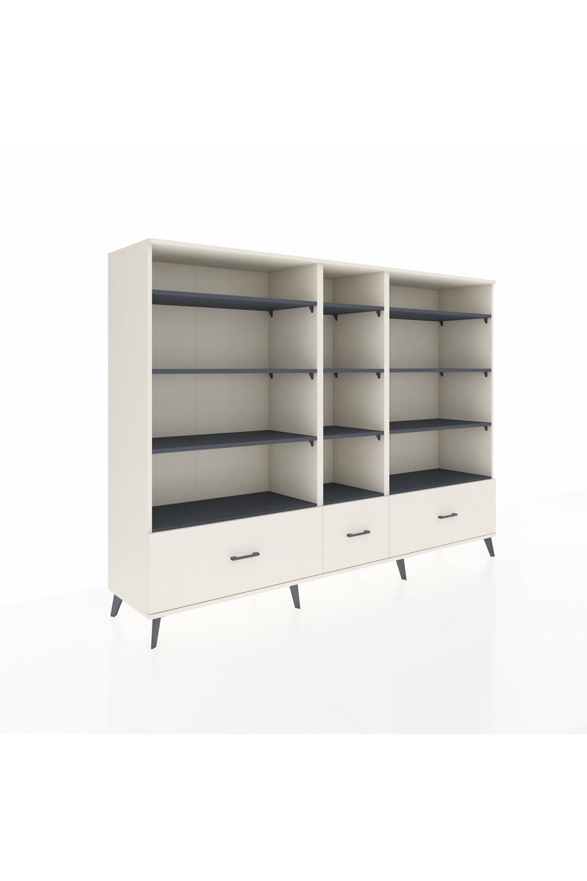 Hyperion Dolap 12 Raflı 3 Çekmeceli  220x44x163 Aytaşı-Antrasit/Aytaşı