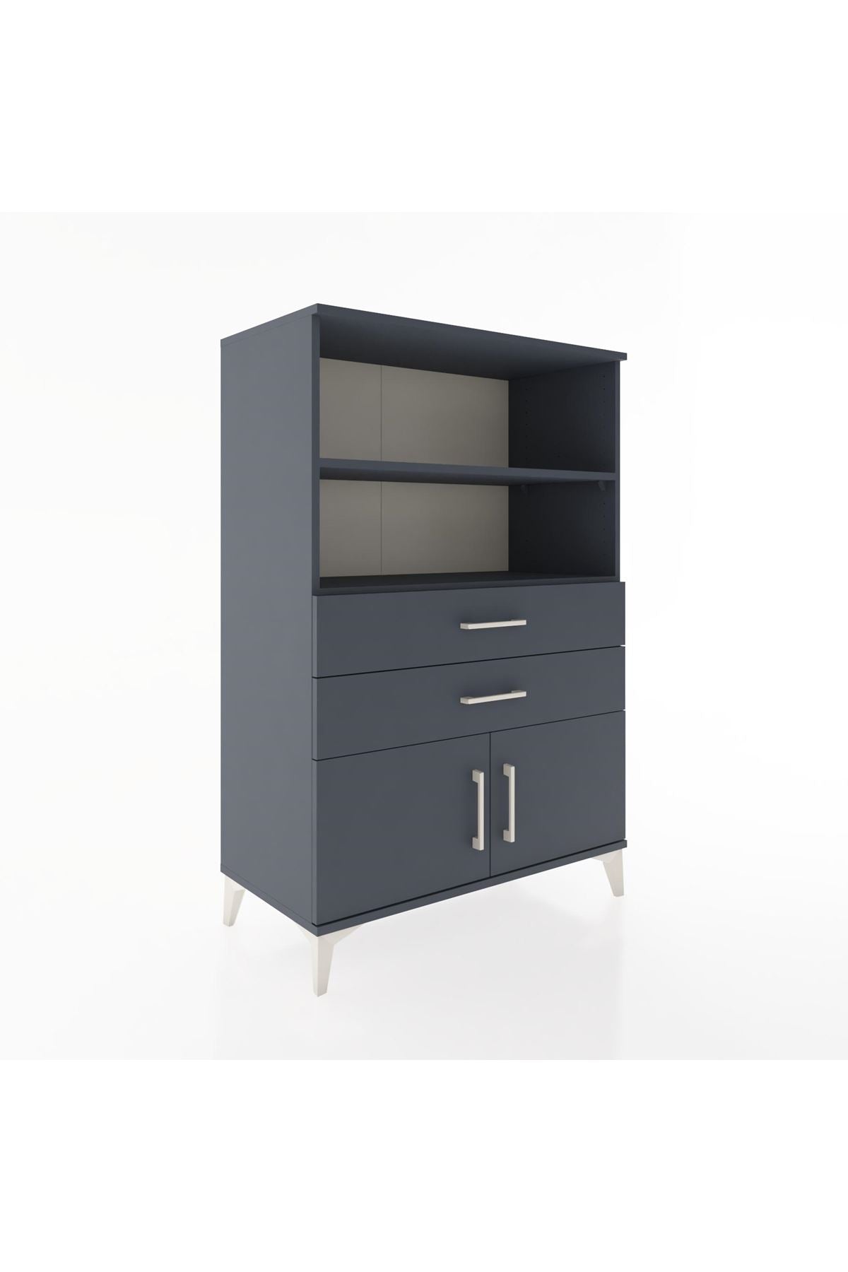Hyperion Dolap 2 Raflı 2 Çekmeceli 2 Kapaklı 88x44x134 Antrasit-Antrasit