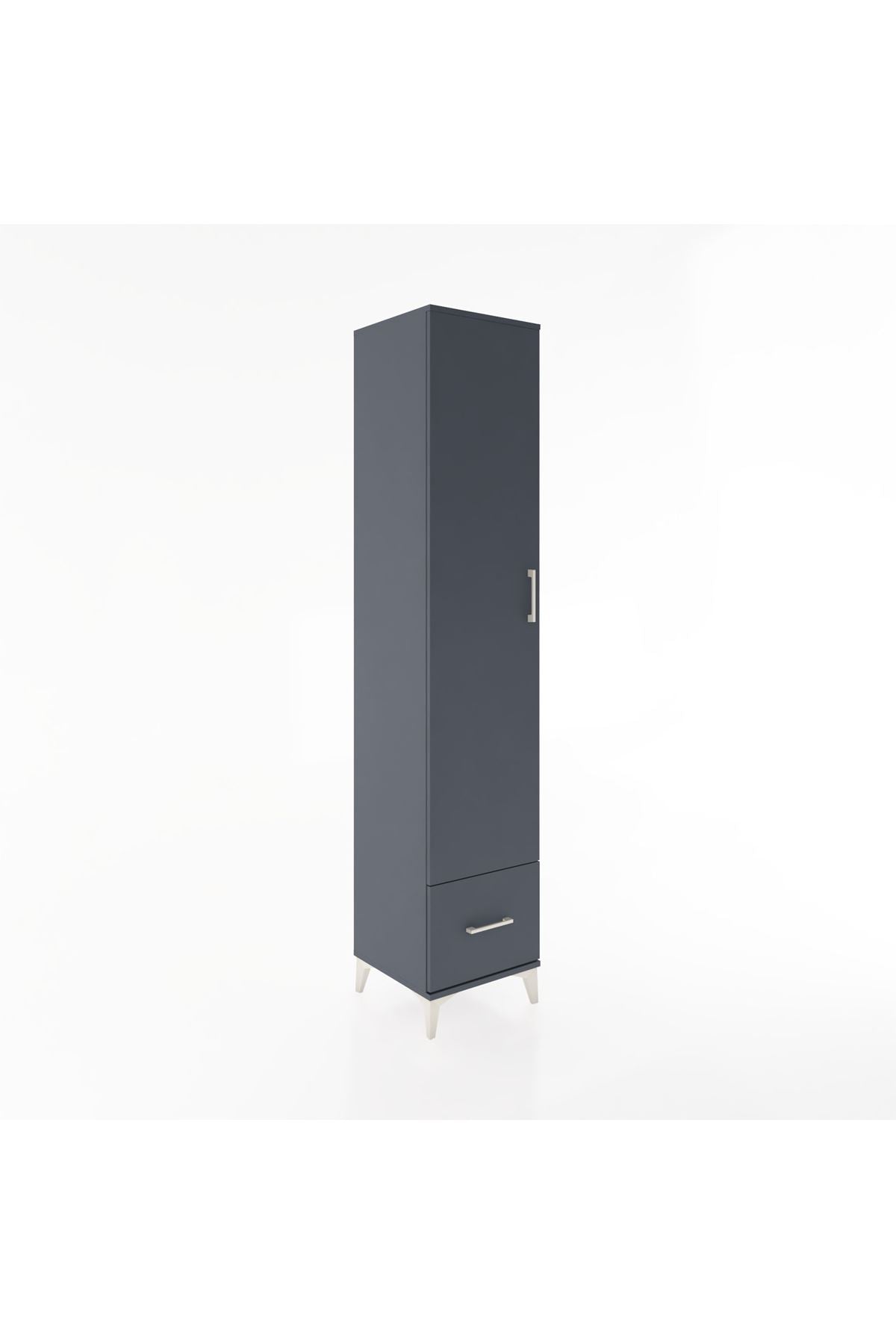 Hyperion Dolap 3 Raflı Tek Çekmeceli Tek Askılı 44x44x221 Antrasit-Antrasit