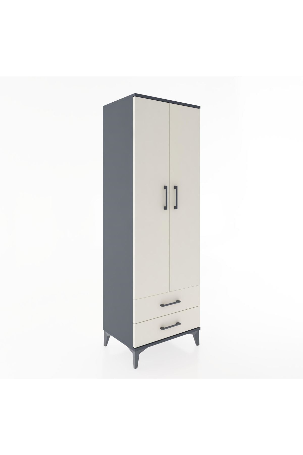 Hyperion Dolap 4 Raflı 2 Çekmeceli 2 Kapaklı 60x44x182 Antrasit-Aytaşı