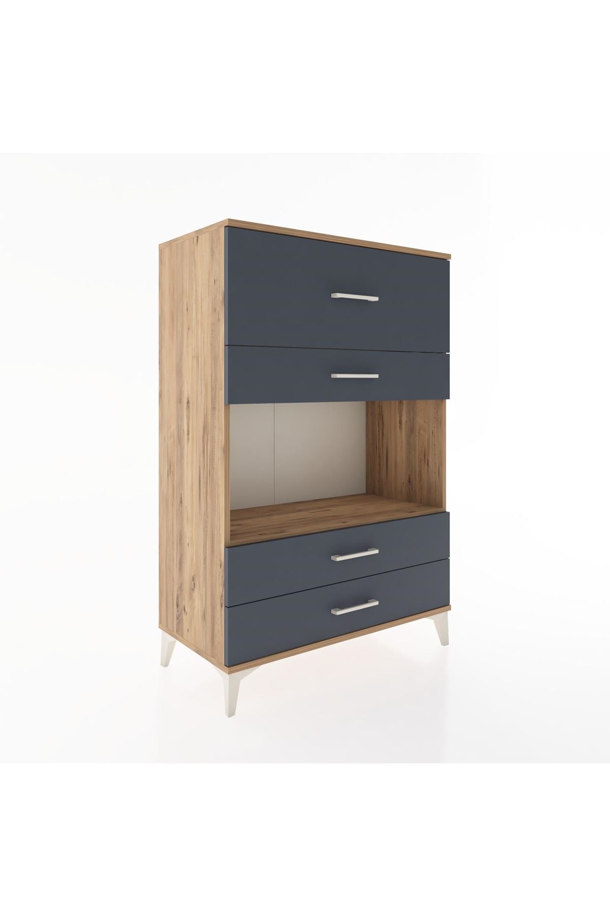 Hyperion Dolap Tek Raflı 4 Çekmeceli 88x44x134 Çam-Antrasit