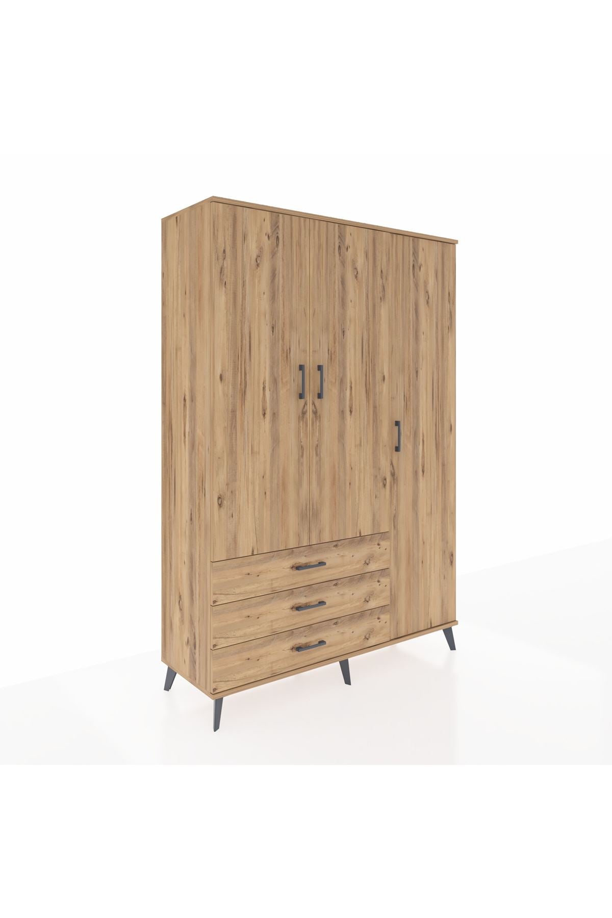 Hyperion Gardrop 6 Raflı 3 Çekmeceli Tek Askılı 132x44x195 Çam-Çam