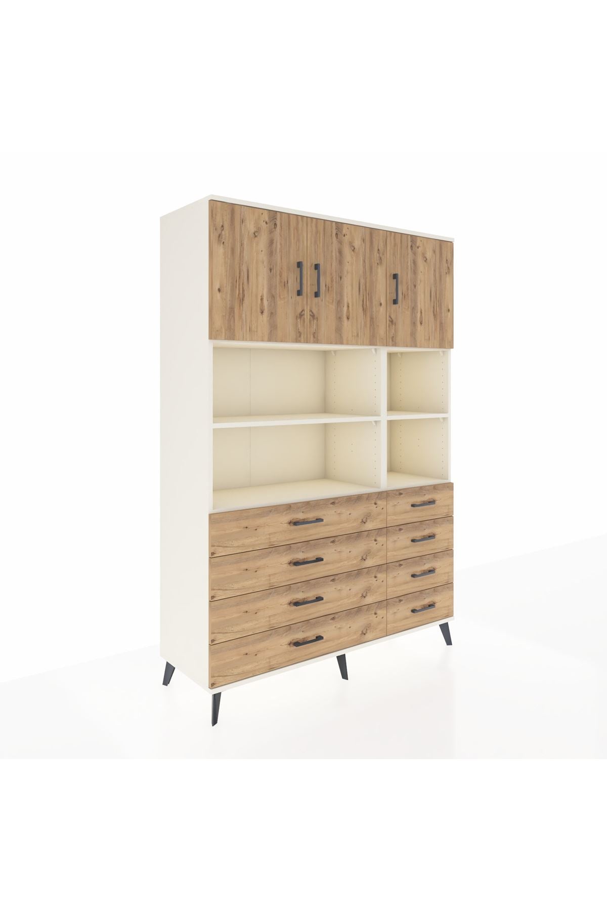 Hyperion Gardrop 8 Raflı 8 Çekmeceli 3 Kapaklı 132x44x195 Aytaşı-Çam