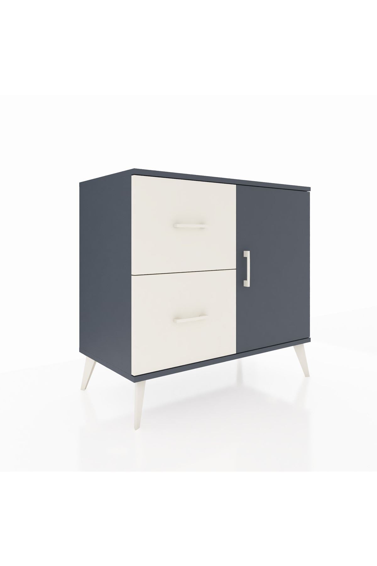 Hyperion Şifonyer Tek Raflı 2 Çekmeceli Tek Kapaklı  88x44x80 Antrasit-Antrasit/Aytaşı