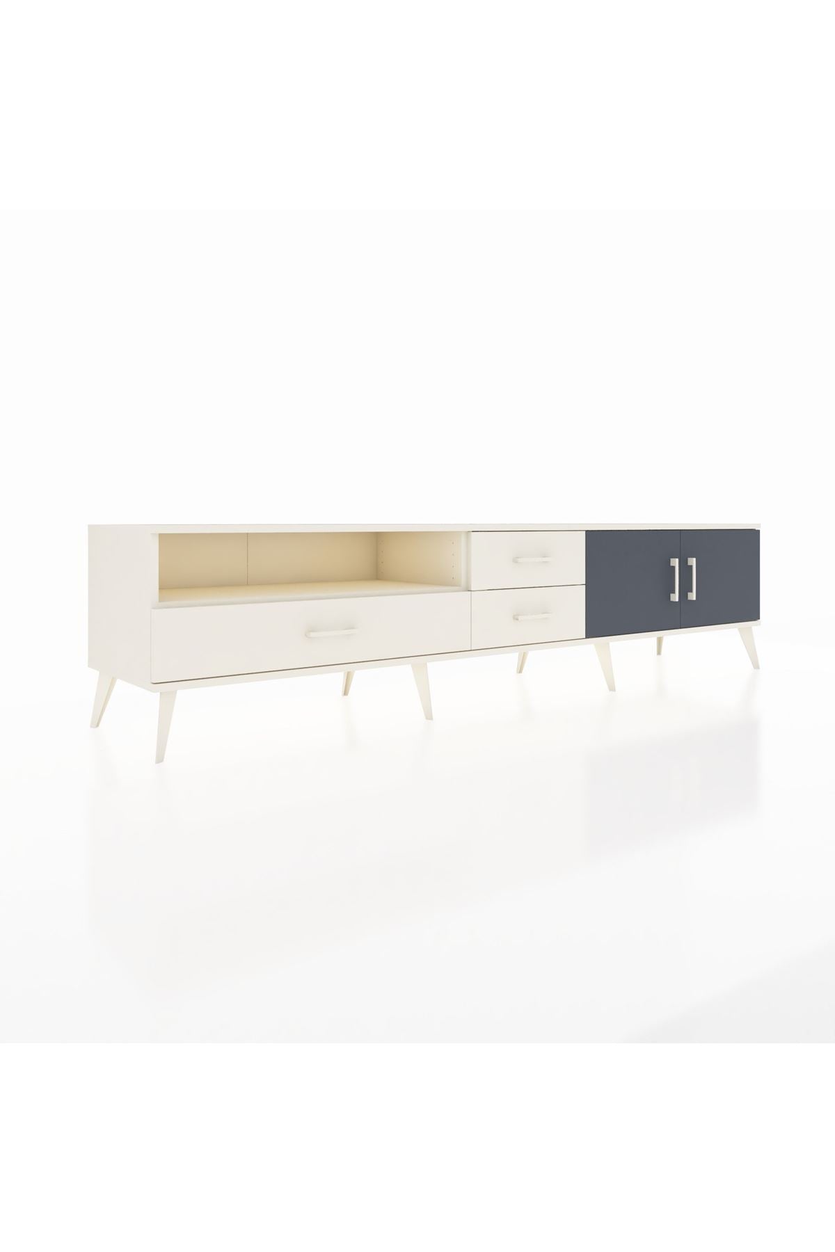 Hyperion TV Ünitesi 2 Raflı 3 Çekmeceli 2 Kapaklı 220x44x51 Aytaşı-Antrasit/Aytaşı