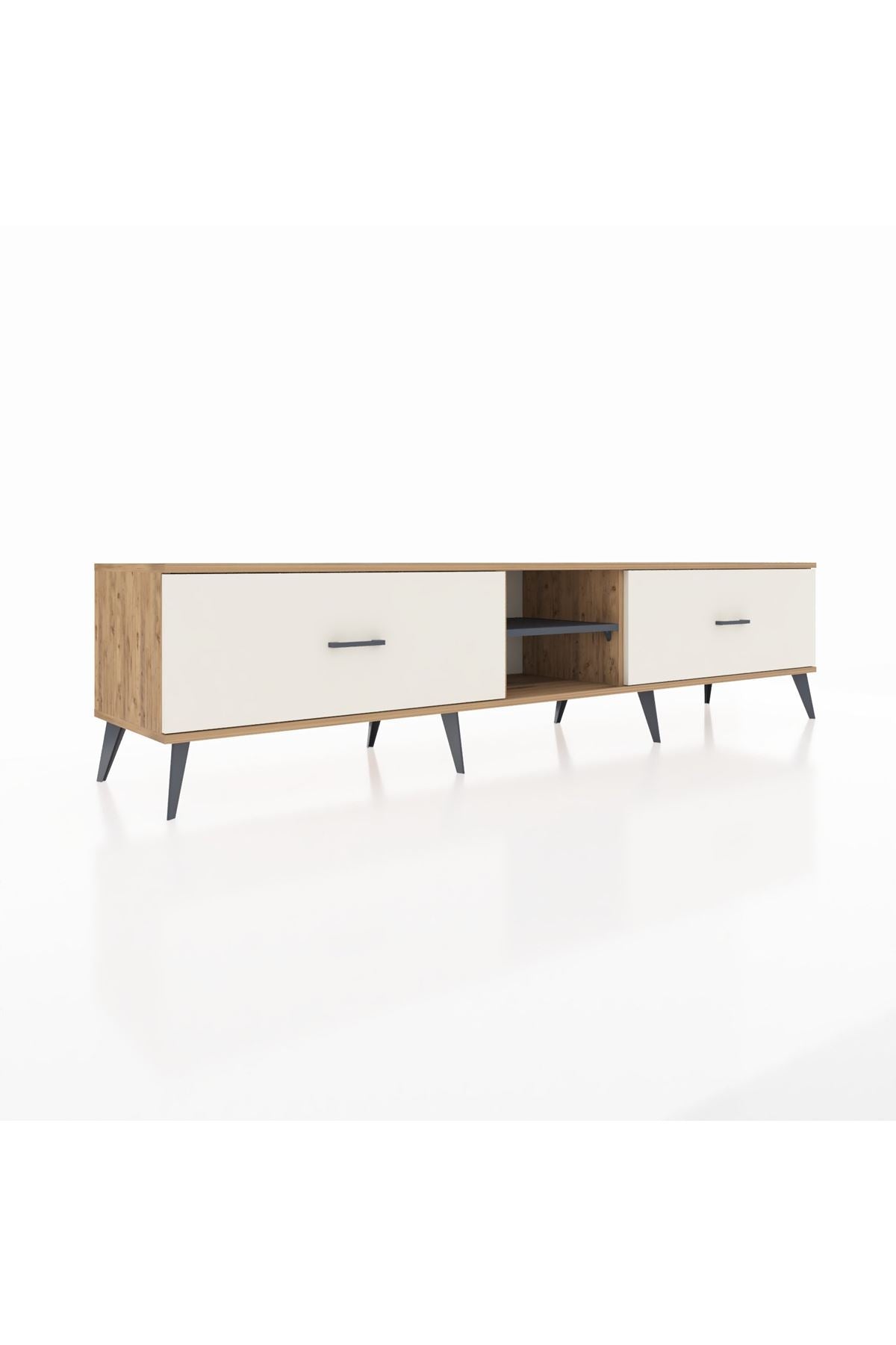 Hyperion TV Ünitesi Tek Raflı 2 Çekmeceli  220x44x51 Çam-Antrasit/Aytaşı