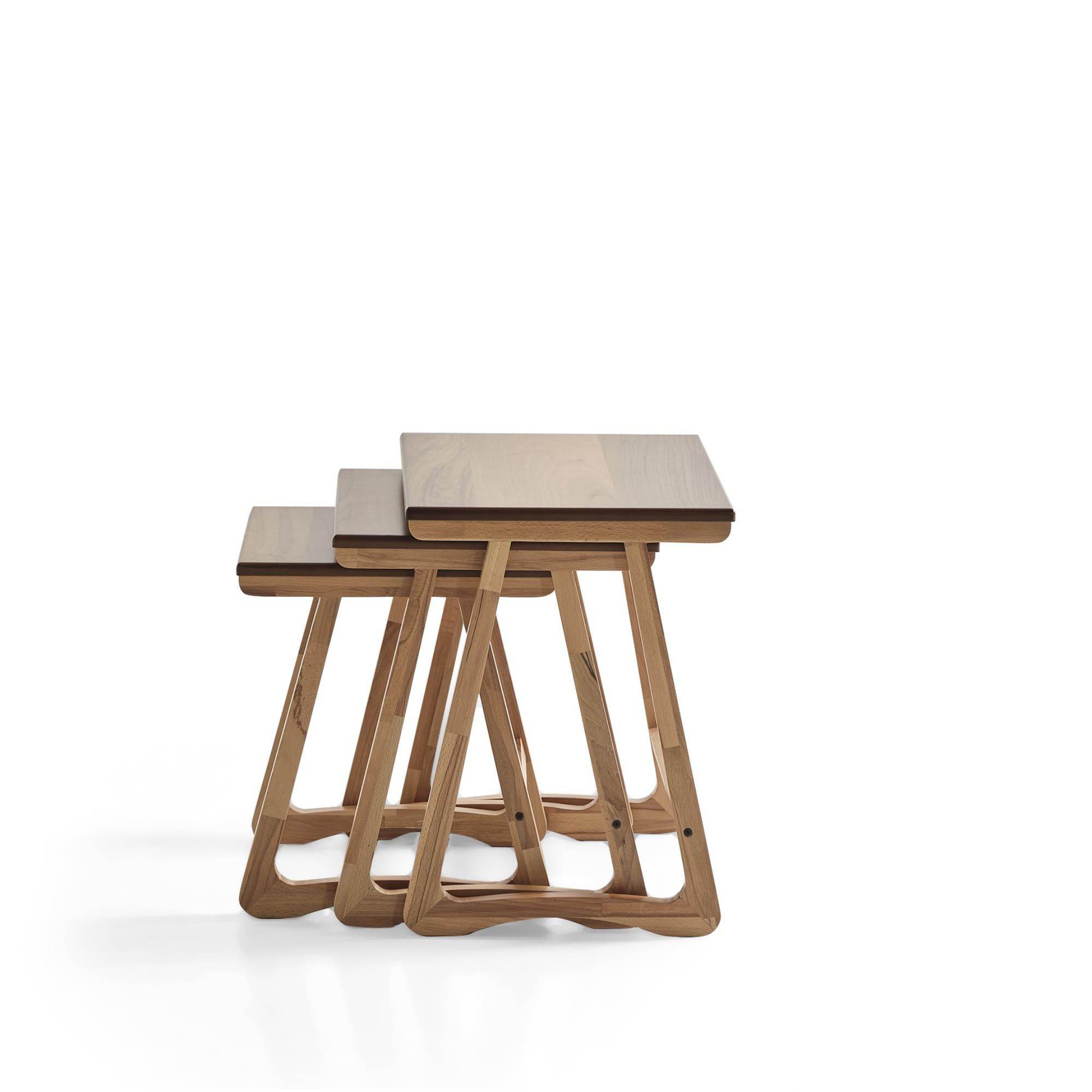 İstanbul Üçlü Zigon Sehpa |Ceviz | Kayın Sehpa