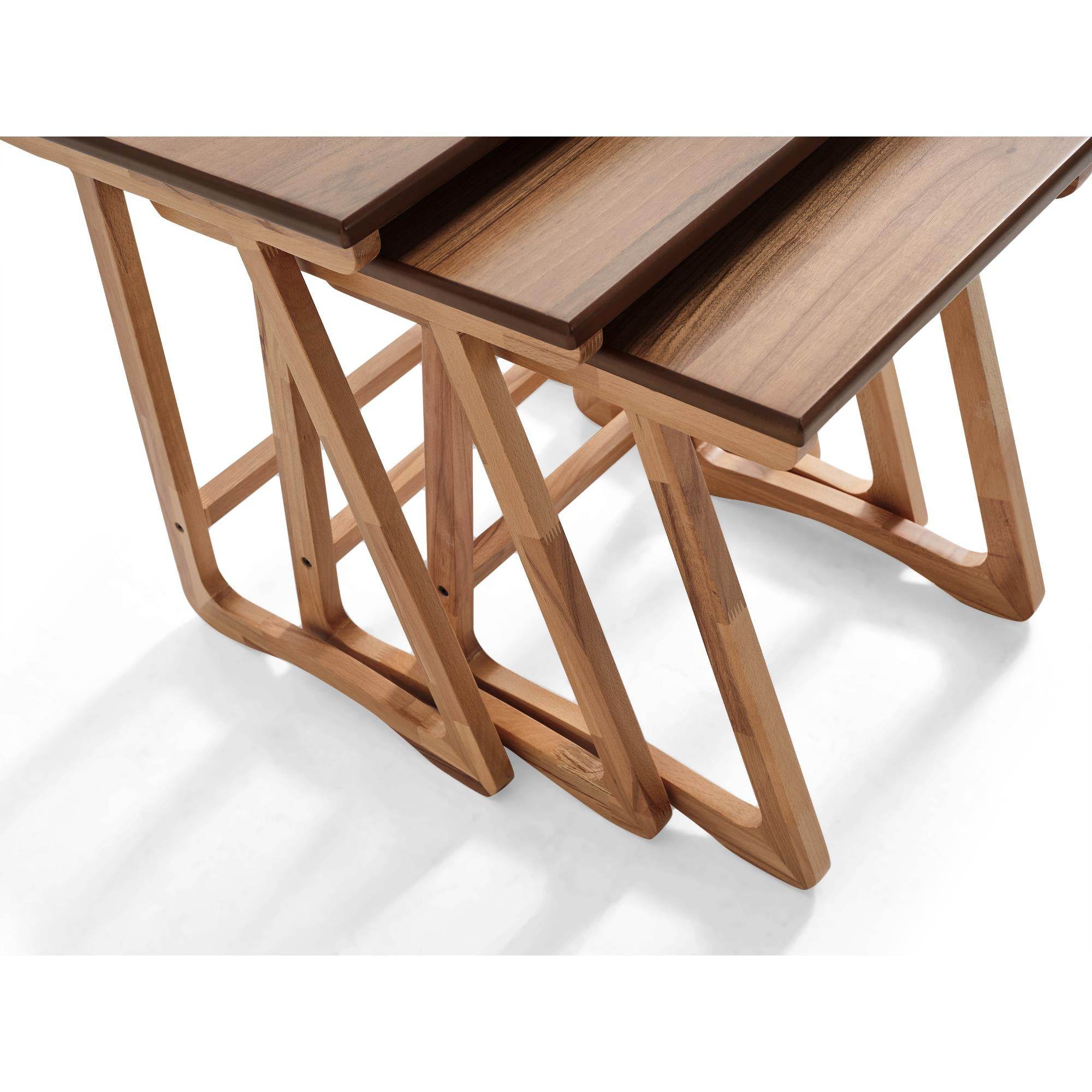 İstanbul Üçlü Zigon Sehpa |Ceviz | Kayın Sehpa