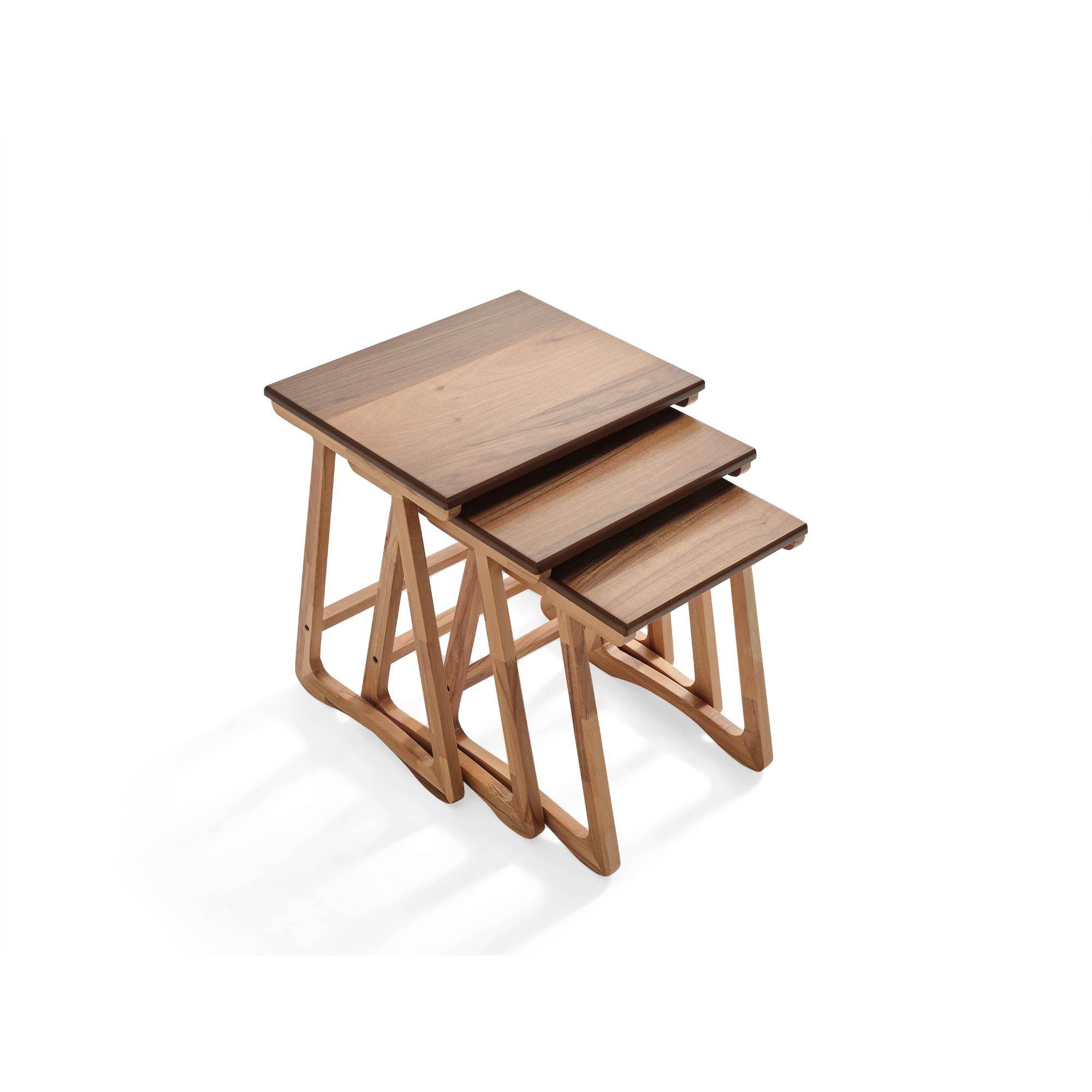 İstanbul Natural Üçlü Zigon Sehpa |Ceviz | Kayın Sehpa