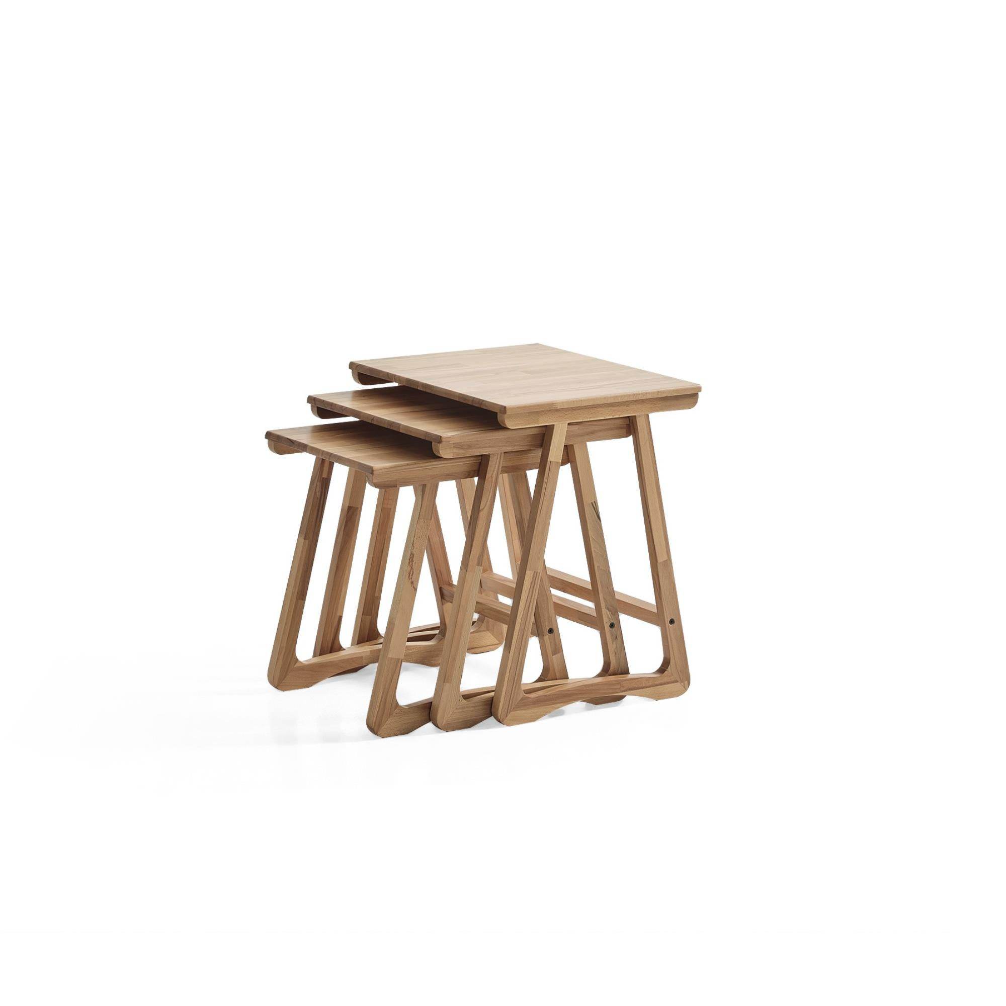 İstanbul Natural Üçlü Zigon Sehpa |Ceviz | Kayın Sehpa