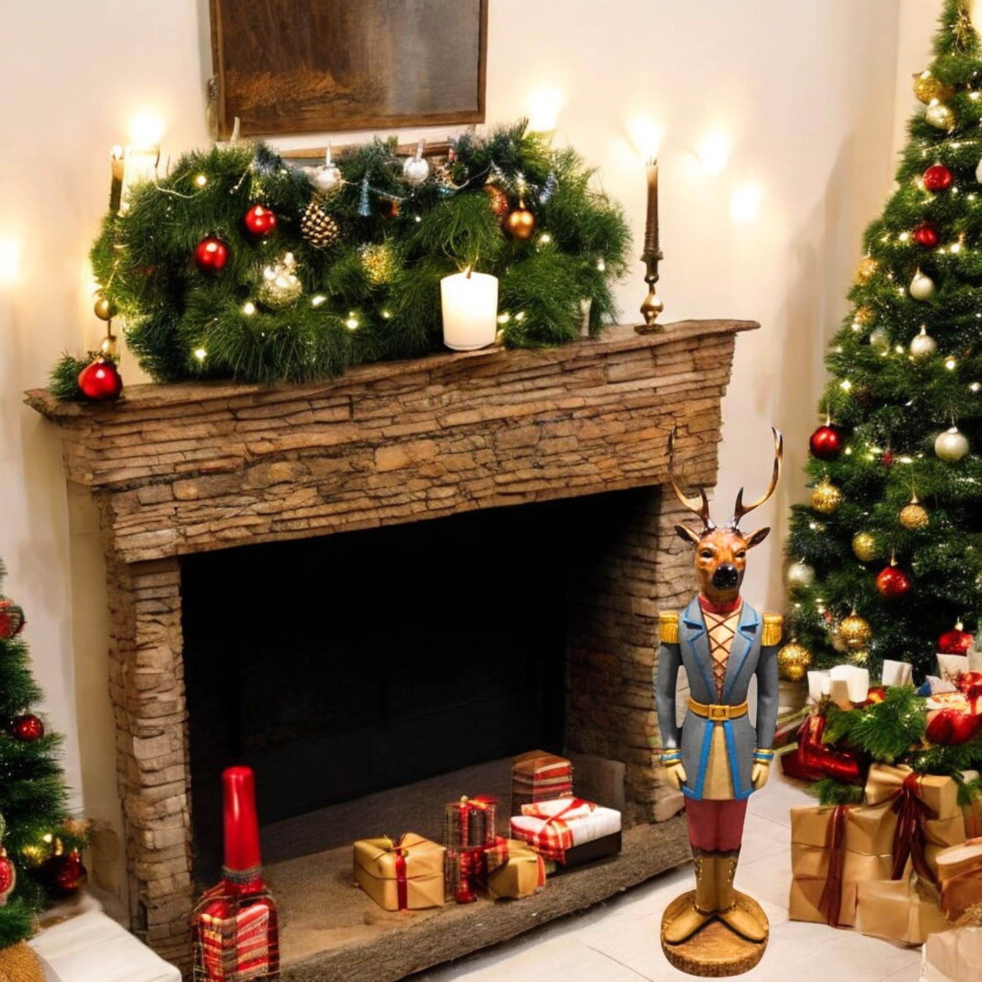 Geyik Figürlü Dekoratif Karşılama Heykeli | 30 x135 cm | Rehome