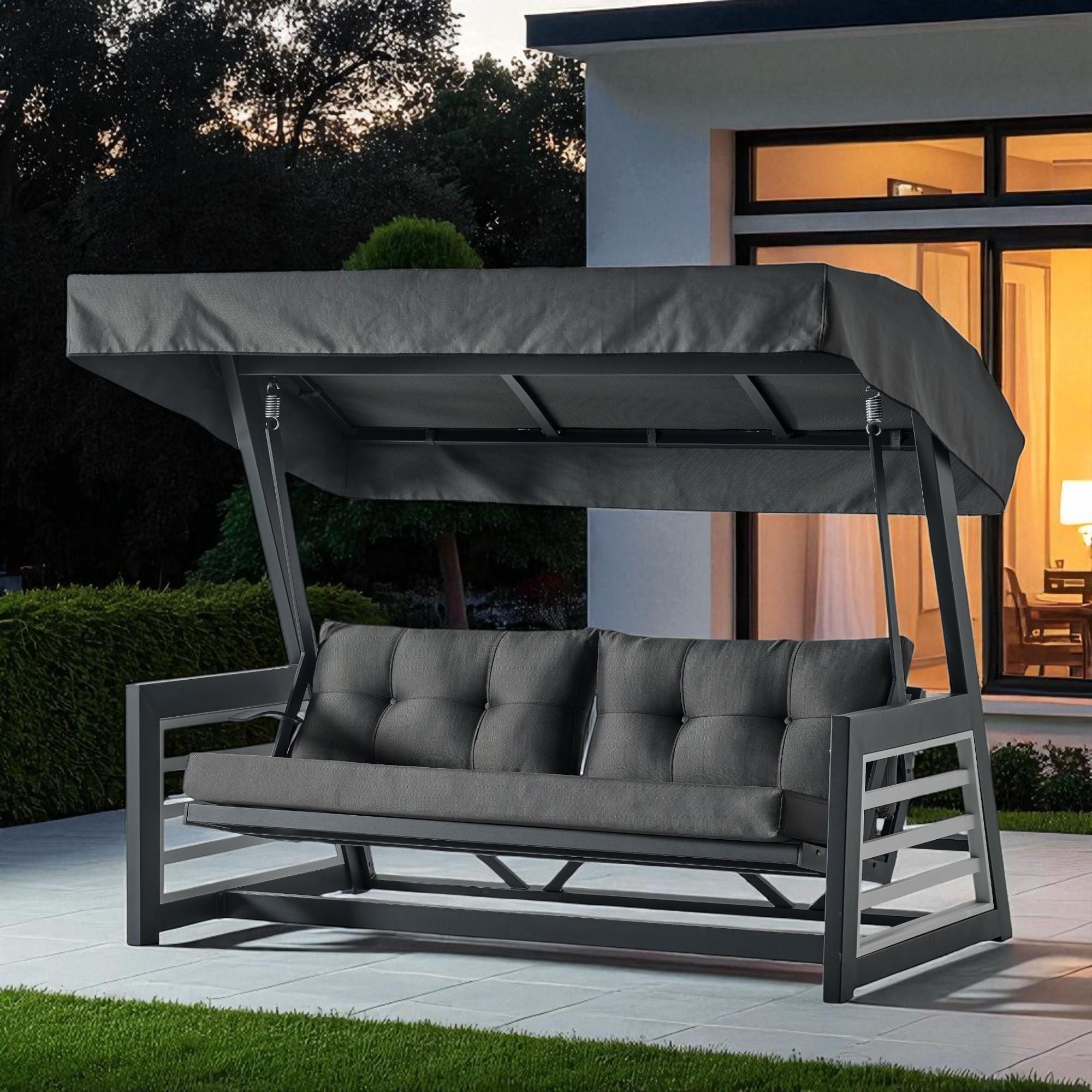 Karum Çift Kişilik Alüminyum Gövdeli Minderli Bahçe Balkon Salıncağı