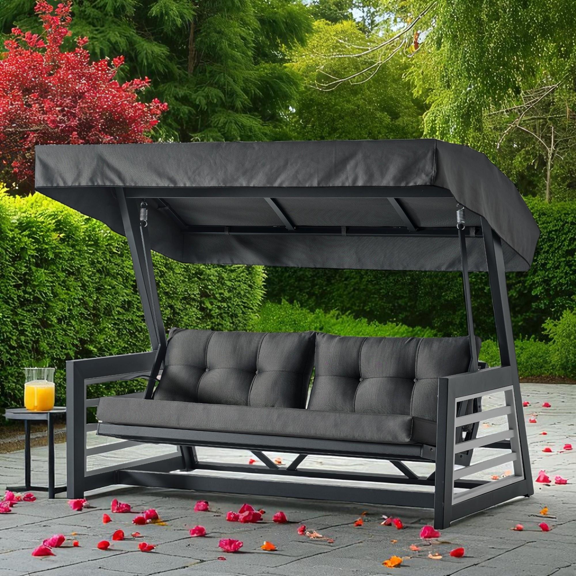 Karum Çift Kişilik Alüminyum Gövdeli Minderli Bahçe Balkon Salıncağı