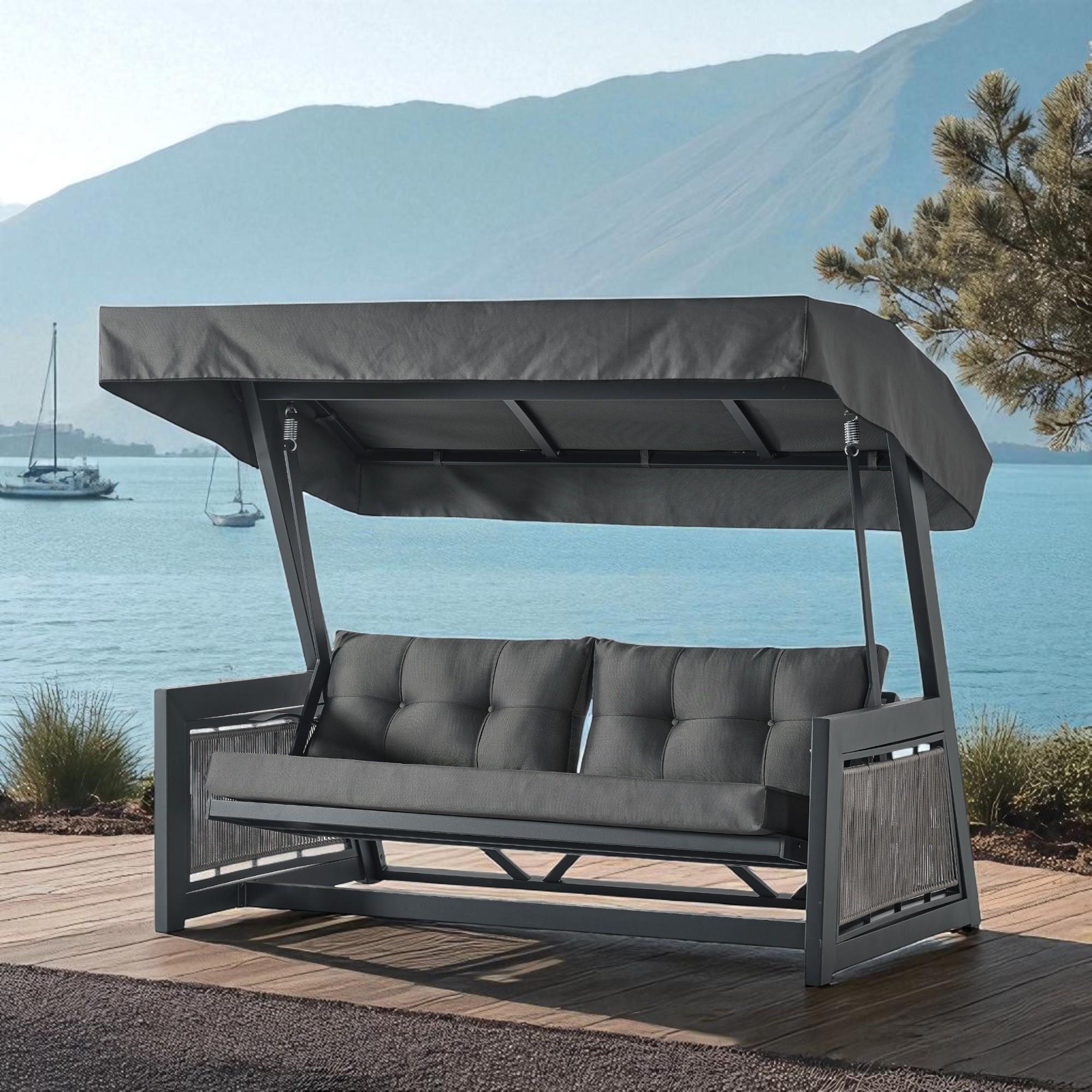 Karum Rope Alüminyum Gövdeli Minderli Bahçe Balkon Salıncağı