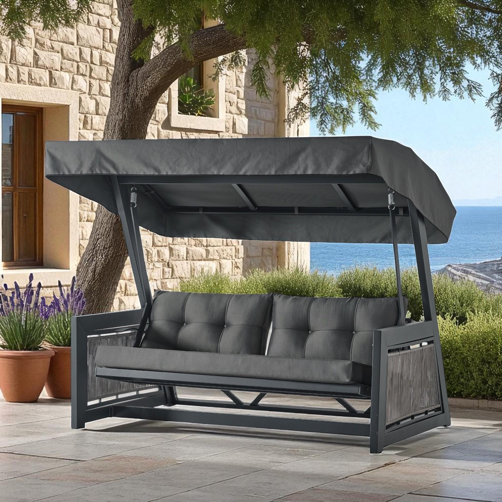 Karum Rope Alüminyum Gövdeli Minderli Bahçe Balkon Salıncağı