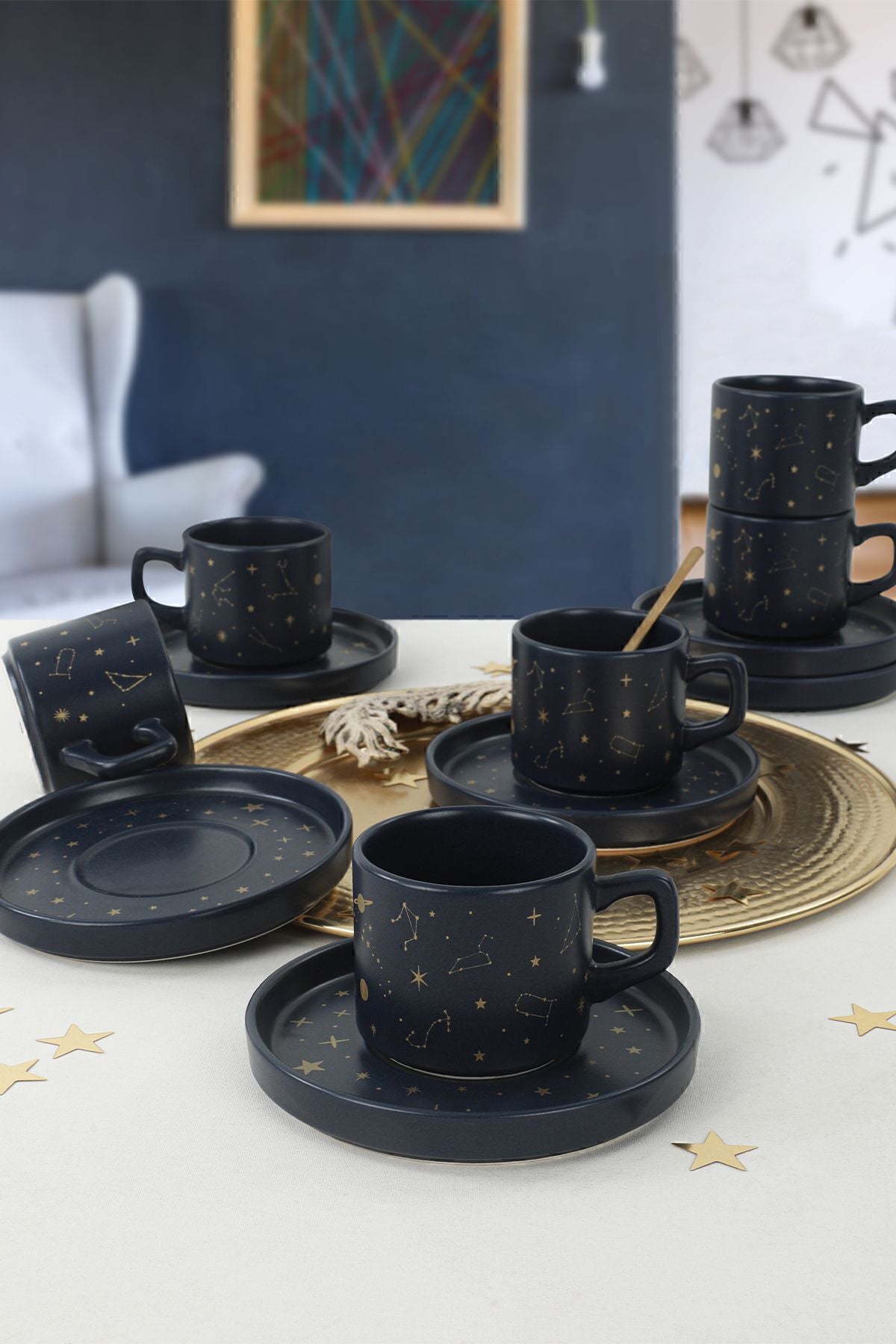 Keraart Astro Stackable Çay Fincan Takımı 12 Parça 6 Kişilik