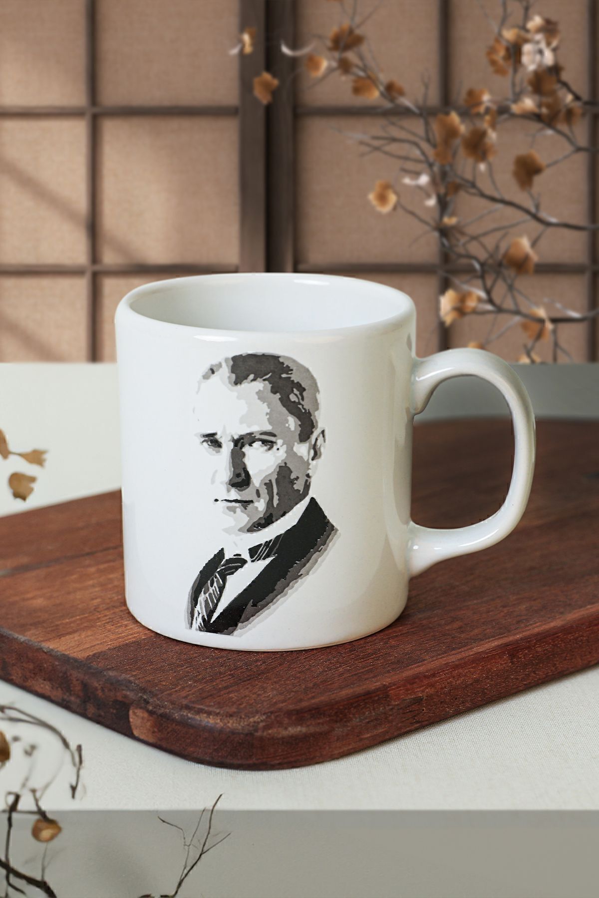 Keraart Atatürk Portre Beyaz Silindir Kupa 1 Adet