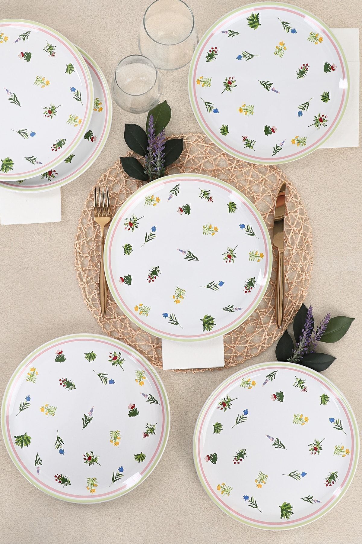 Keraart Bahar Çiçekleri Hitit Servis Tabağı 25 Cm 6 Adet