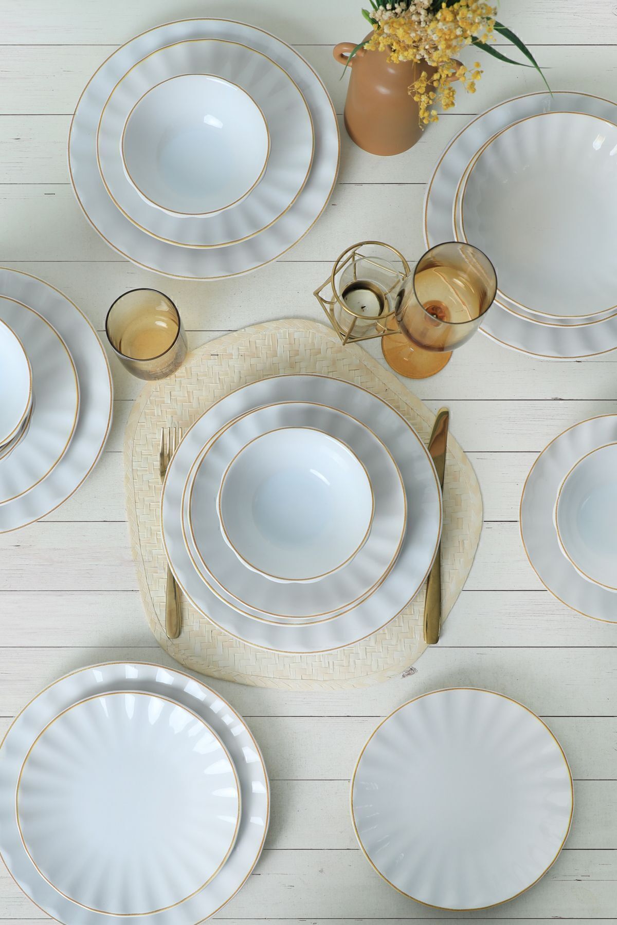 Keraart Beyaz Gold File Sirius Yemek Takımı 24 Parça 6 Kişilik 21374