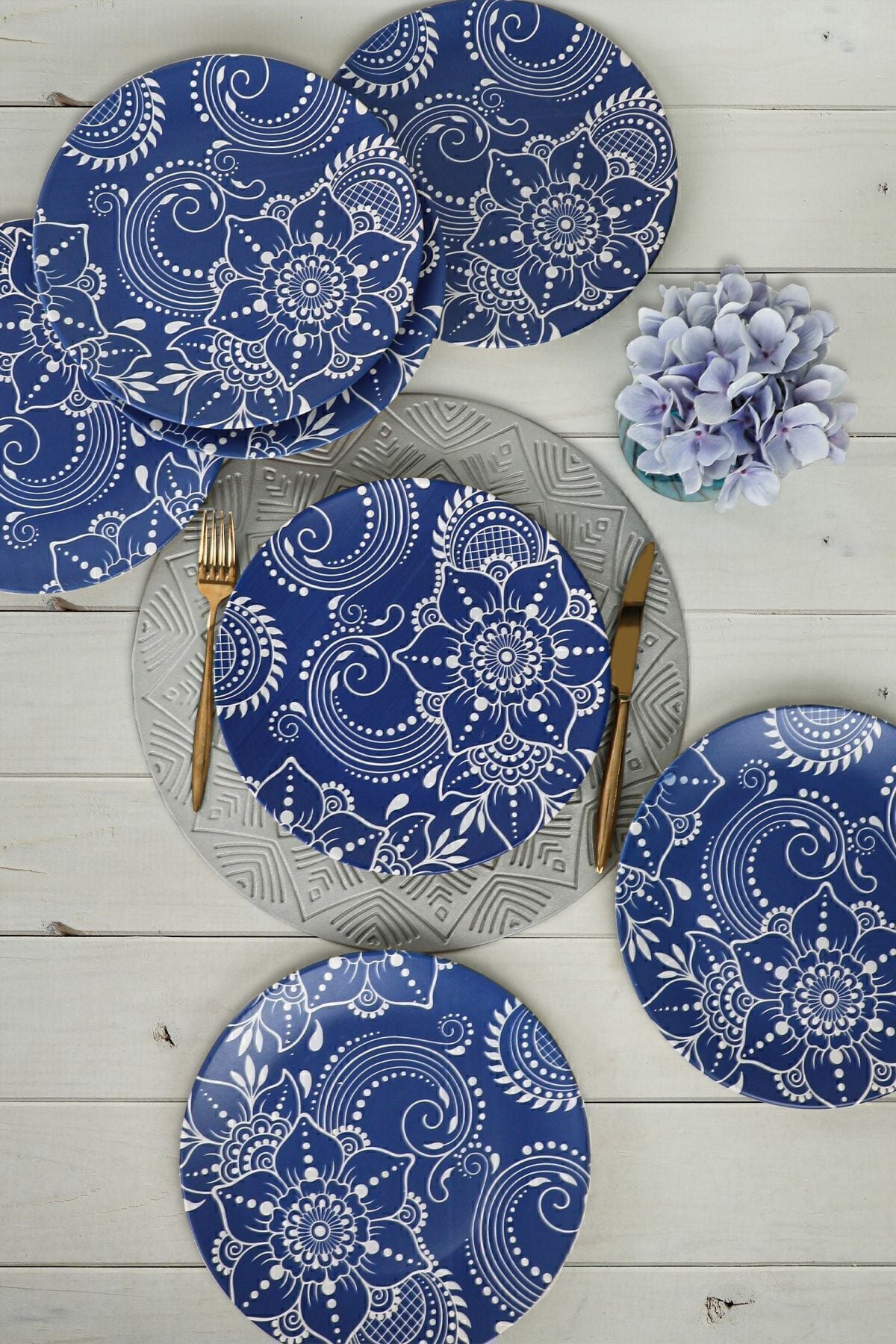 Keraart Blue Clove Servis Tabağı 26 Cm 6 Adet - 18945