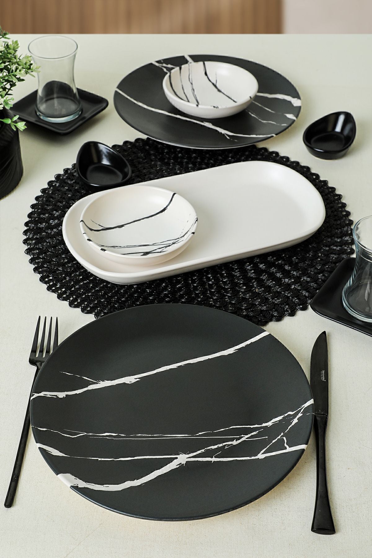 Keraart Mermer Kahvaltı Takımı 11 Parça 2 Kişilik - 17950/51