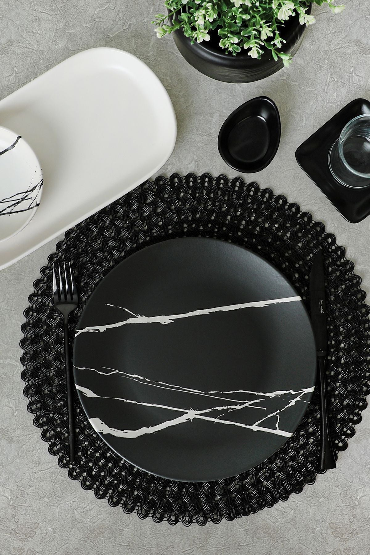 Keraart Mermer Kahvaltı Takımı 11 Parça 2 Kişilik - 17950/51