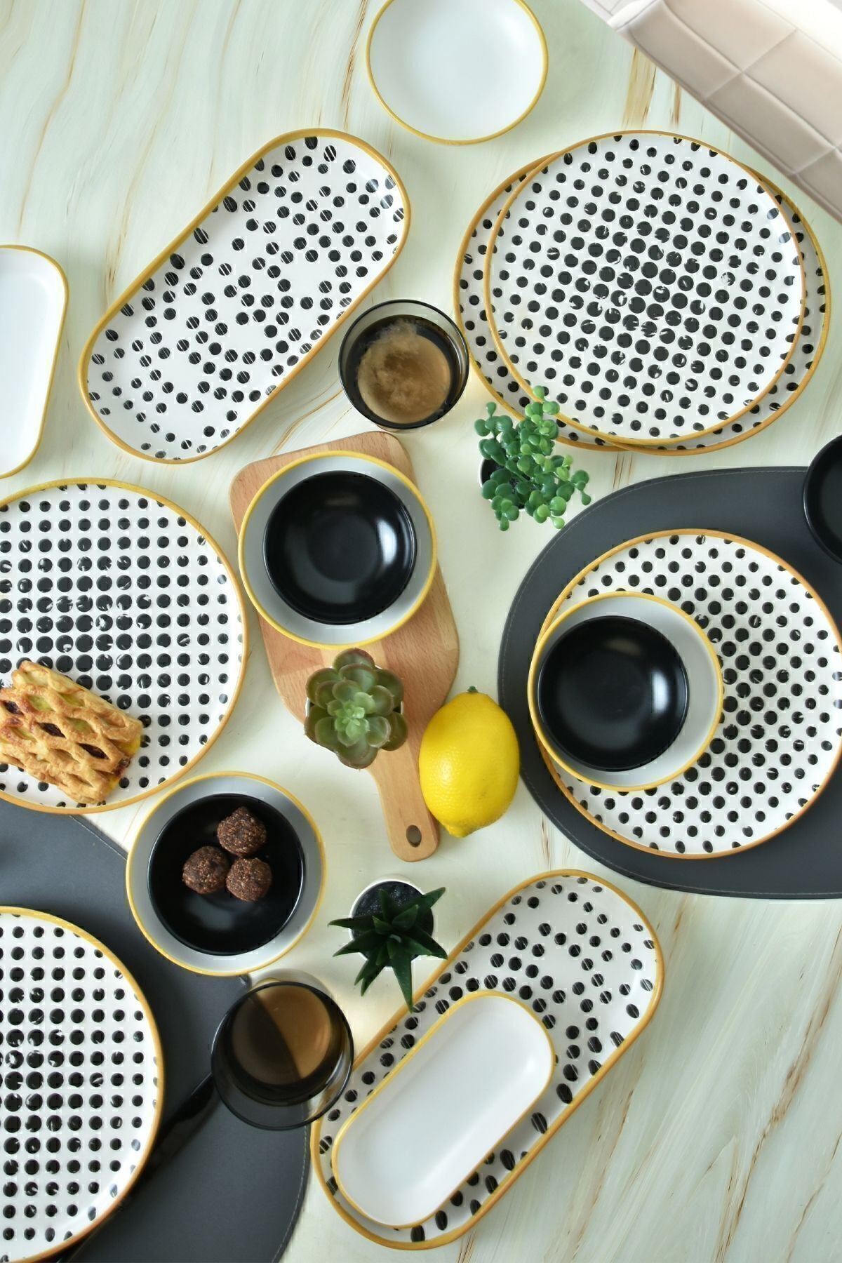 Keraart Polka Kahvaltı Takımı 18 Parça 6 Kişilik 19919-22-41