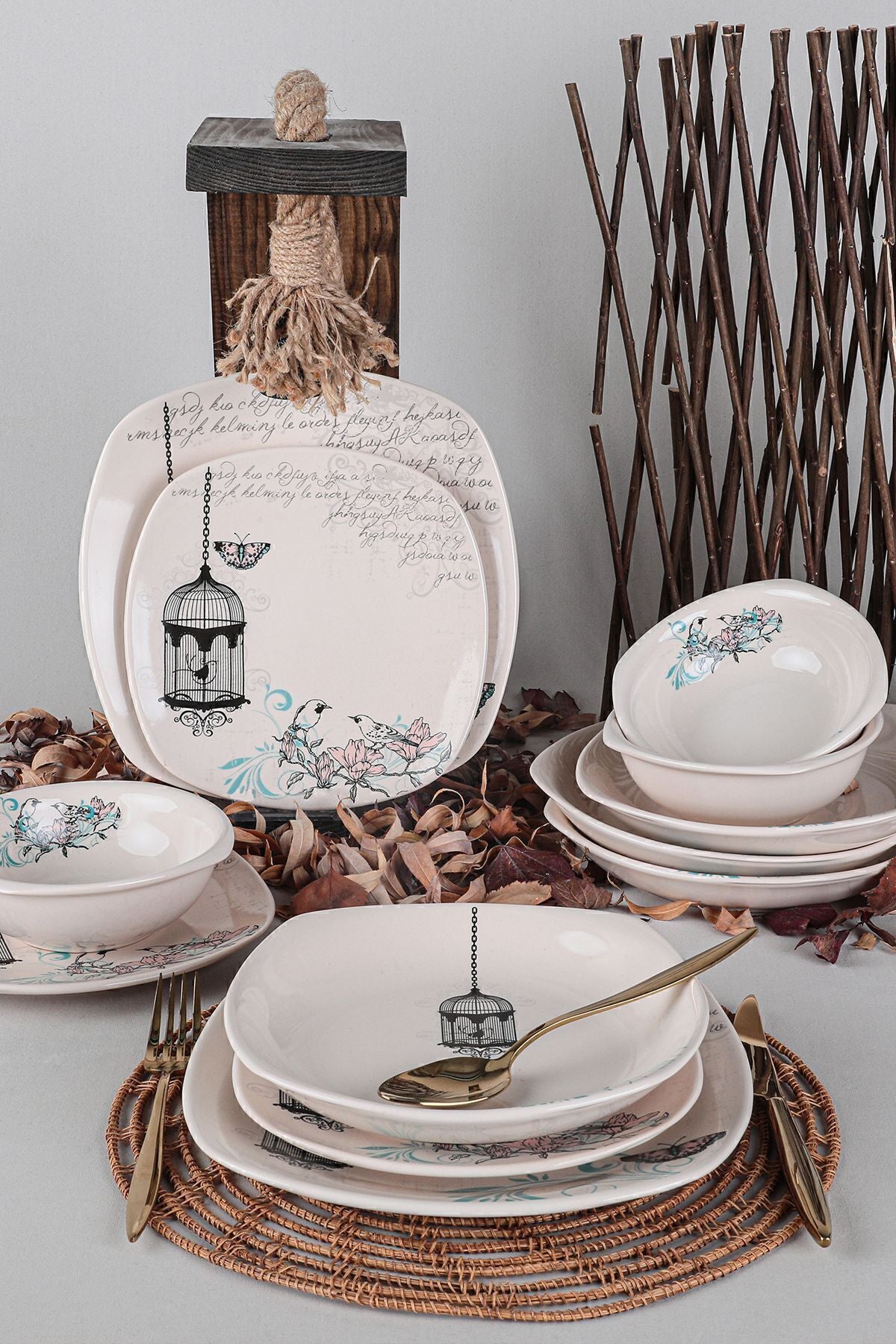 Keraart Retro Yemek Takımı 24 Parça 6 Kişilik