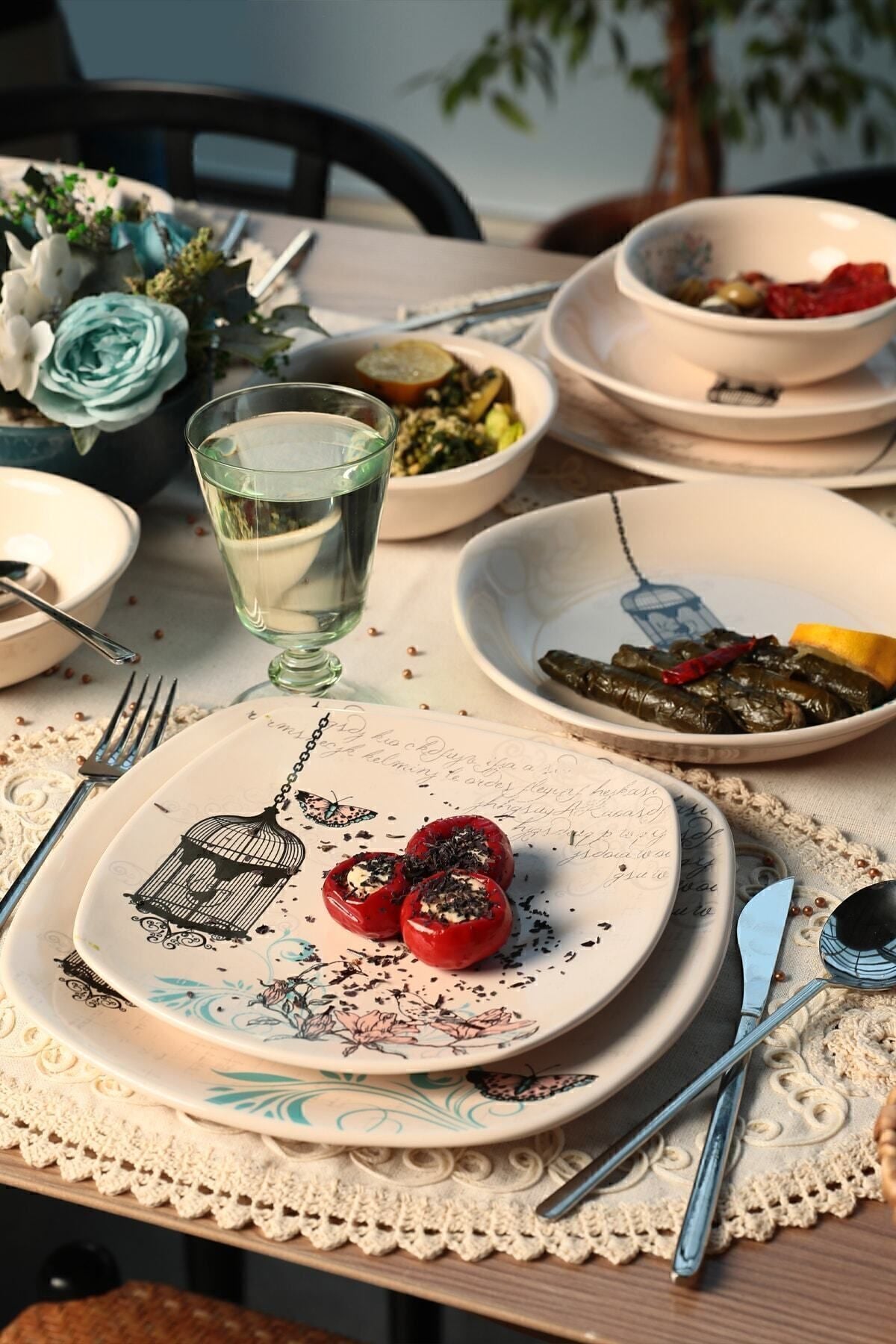 Keraart Retro Yemek Takımı 24 Parça 6 Kişilik