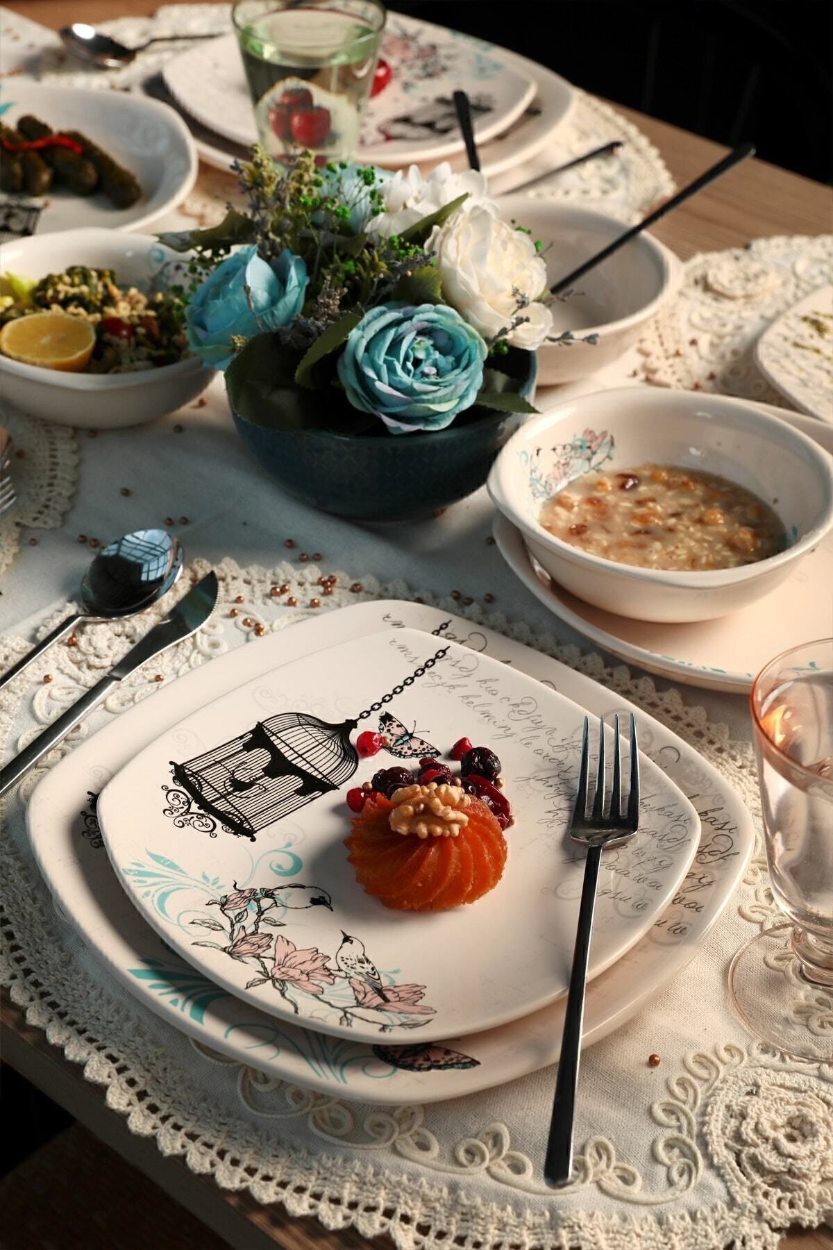 Keraart Retro Yemek Takımı 24 Parça 6 Kişilik