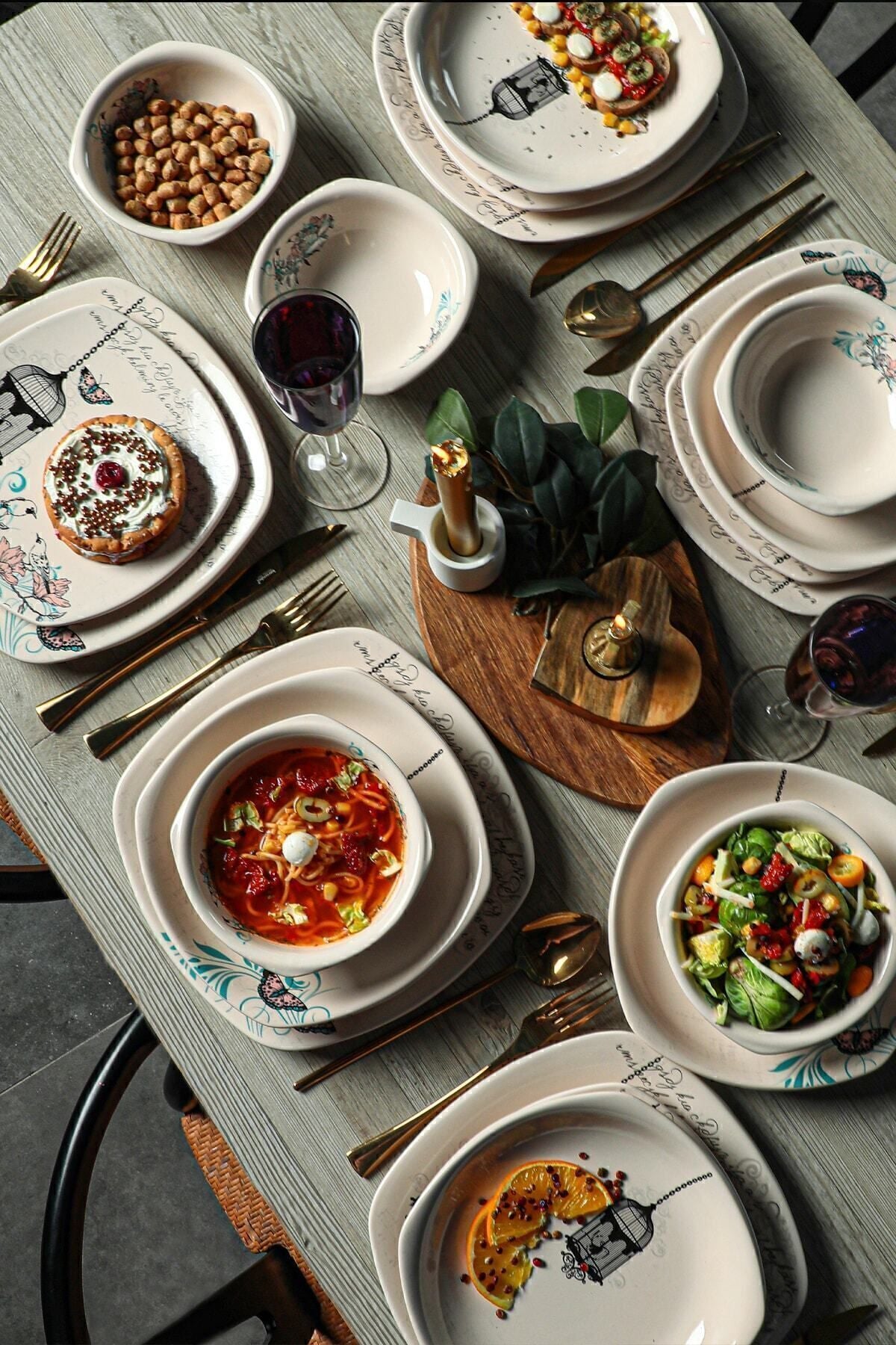 Keraart Retro Yemek Takımı 24 Parça 6 Kişilik