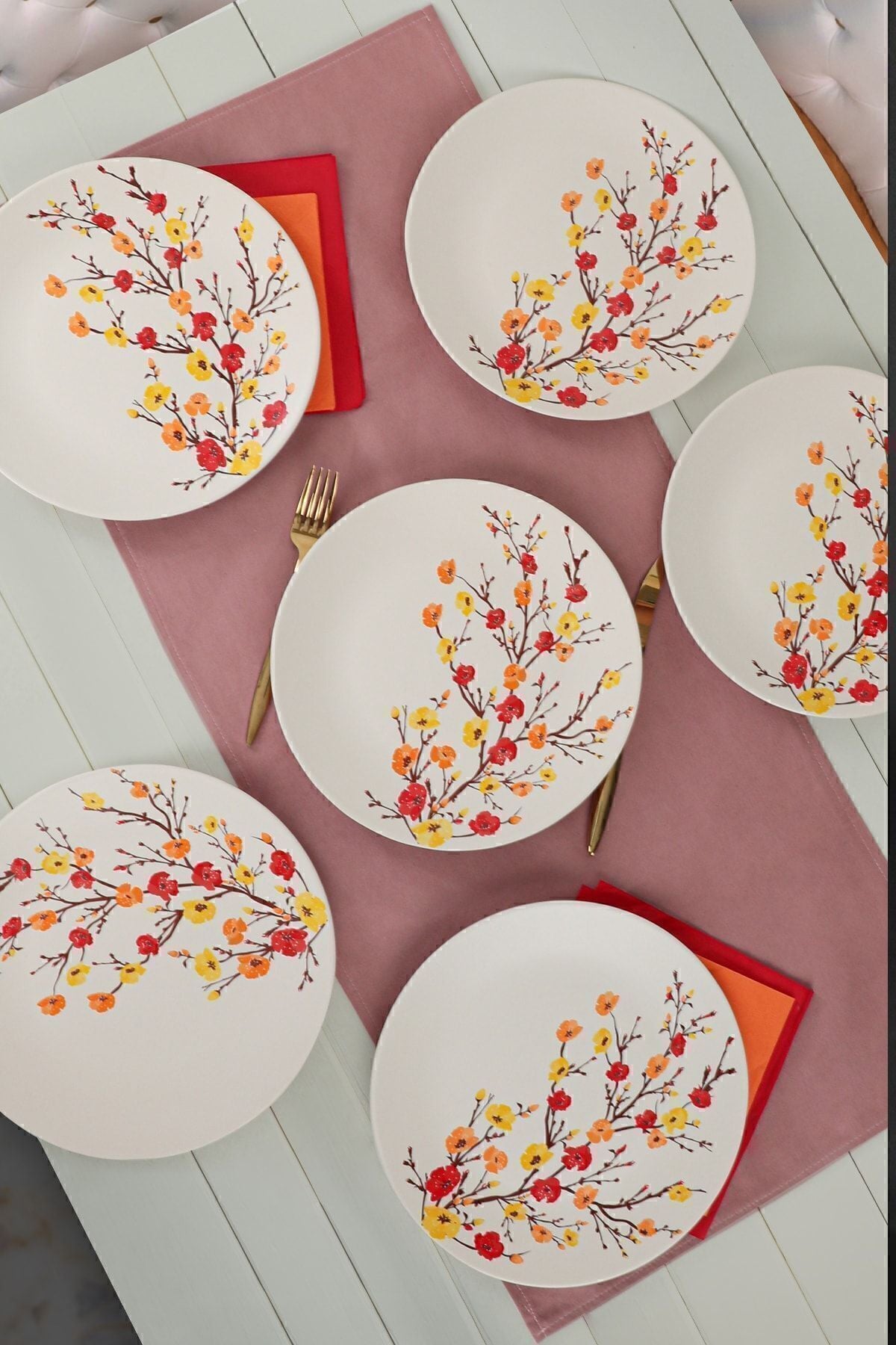 Keraart Sonbahar Tomurcuk Servis Tabağı 26 Cm 6 Adet